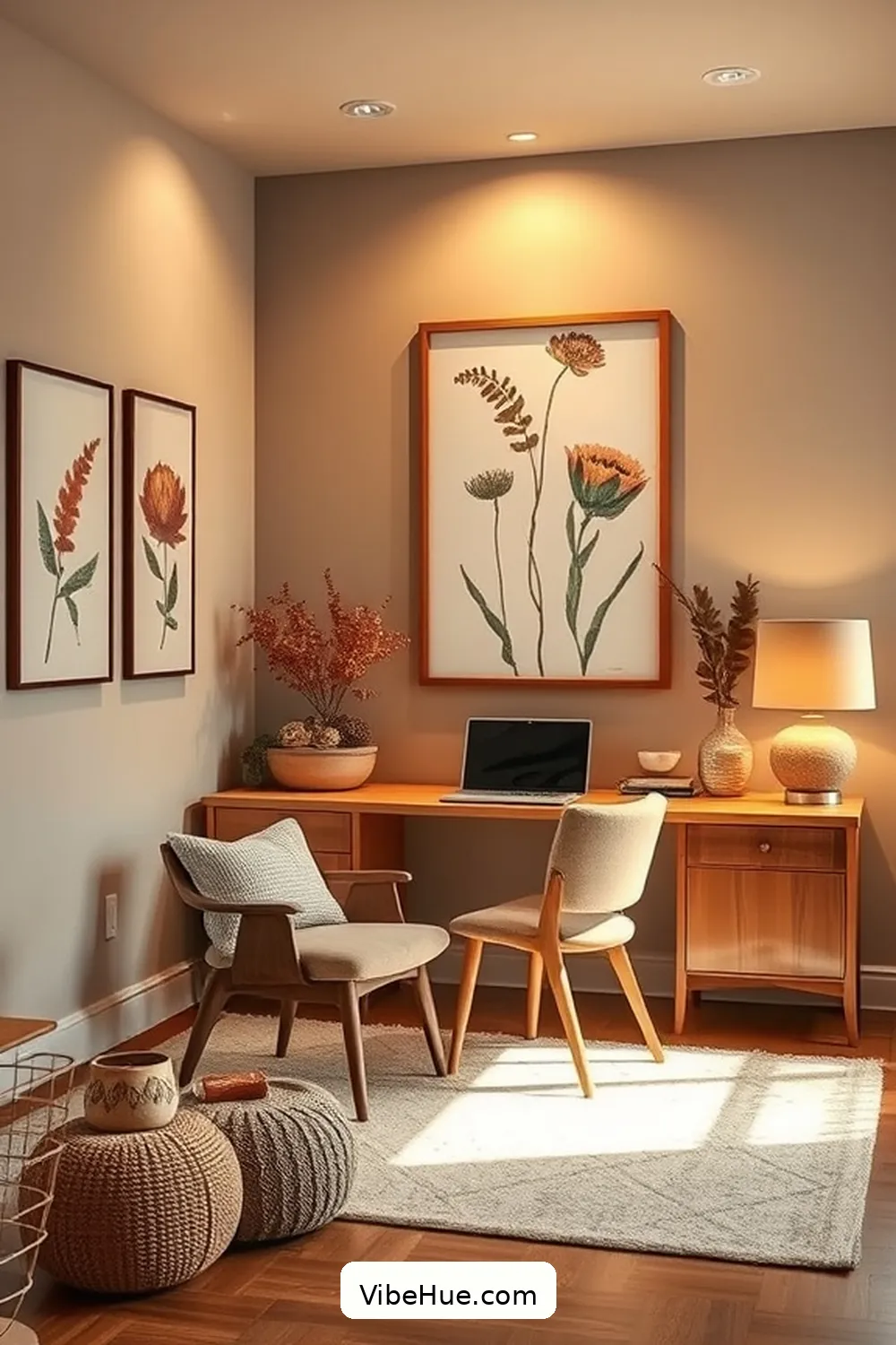 22 Ways to Create a Fall Home Office in Mid-Century Modern Style 7 Choose Earthy Wall Art for 22 Ways to Create a Fall Home Office in Mid-Century Modern Style