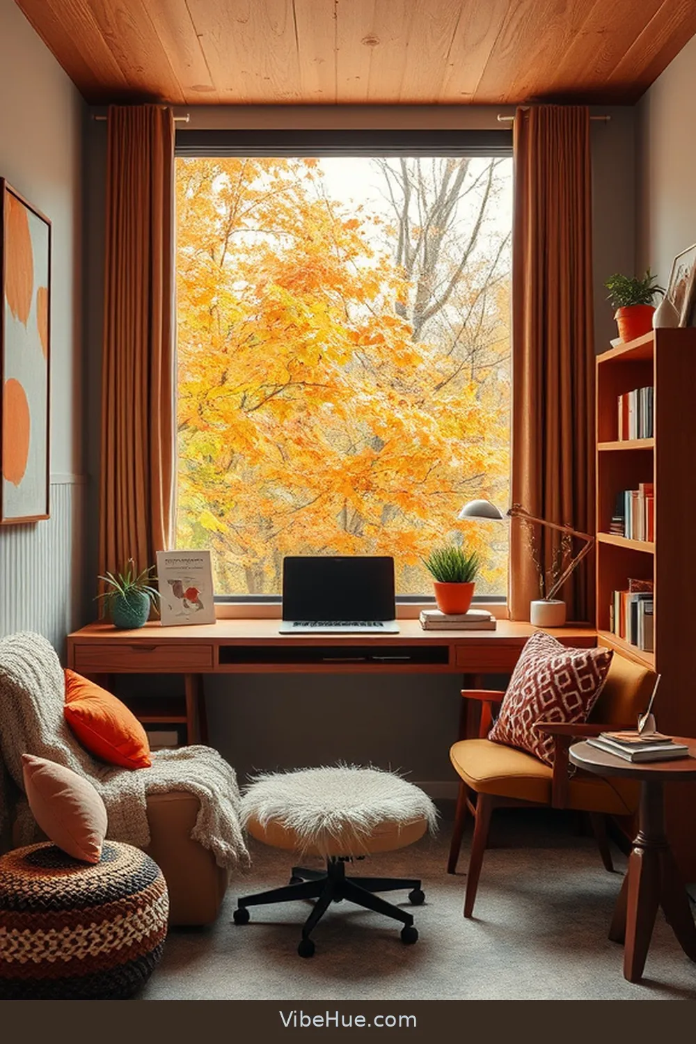 22 Ways to Create a Fall Home Office in Mid-Century Modern Style 2 Embrace Warm Color Palettes for 22 Ways to Create a Fall Home Office in Mid-Century Modern Style