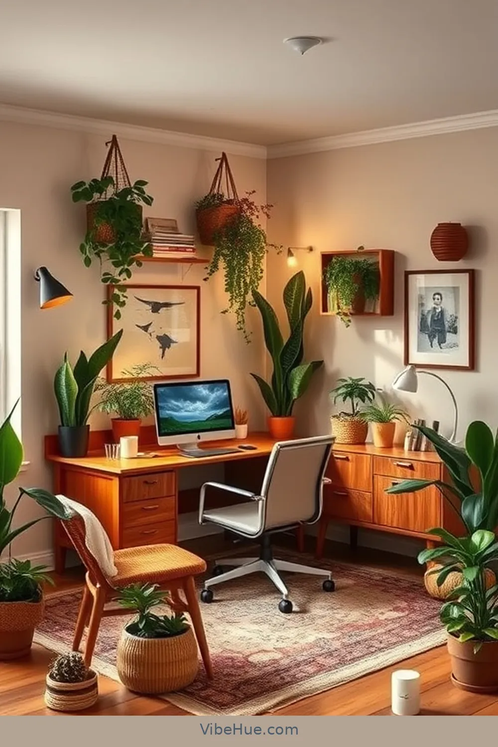 22 Ways to Create a Fall Home Office in Mid-Century Modern Style 9 Incorporate Indoor Plants for 22 Ways to Create a Fall Home Office in Mid-Century Modern Style