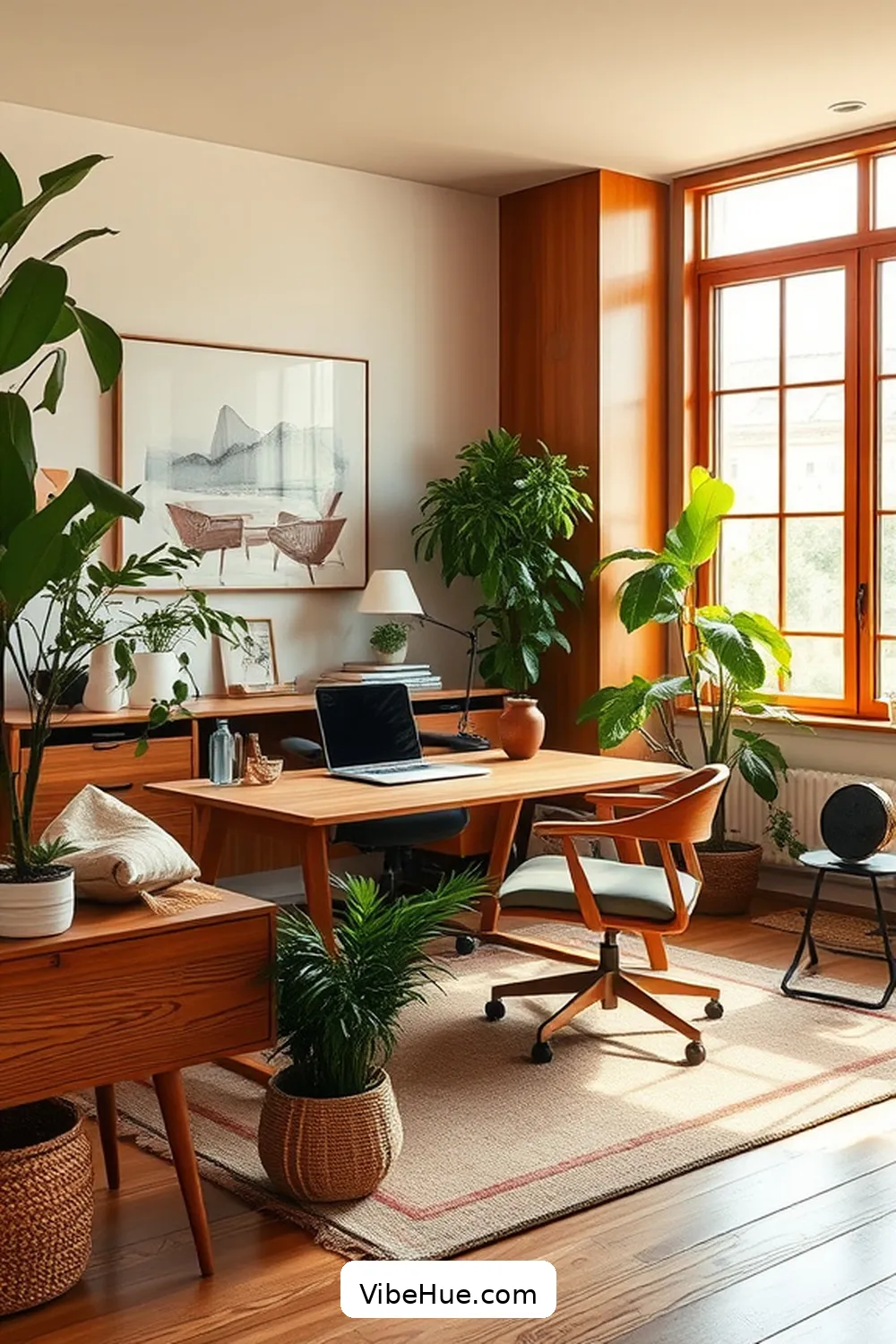 22 Ways to Create a Fall Home Office in Mid-Century Modern Style 3 Incorporate Natural Materials for 22 Ways to Create a Fall Home Office in Mid-Century Modern Style