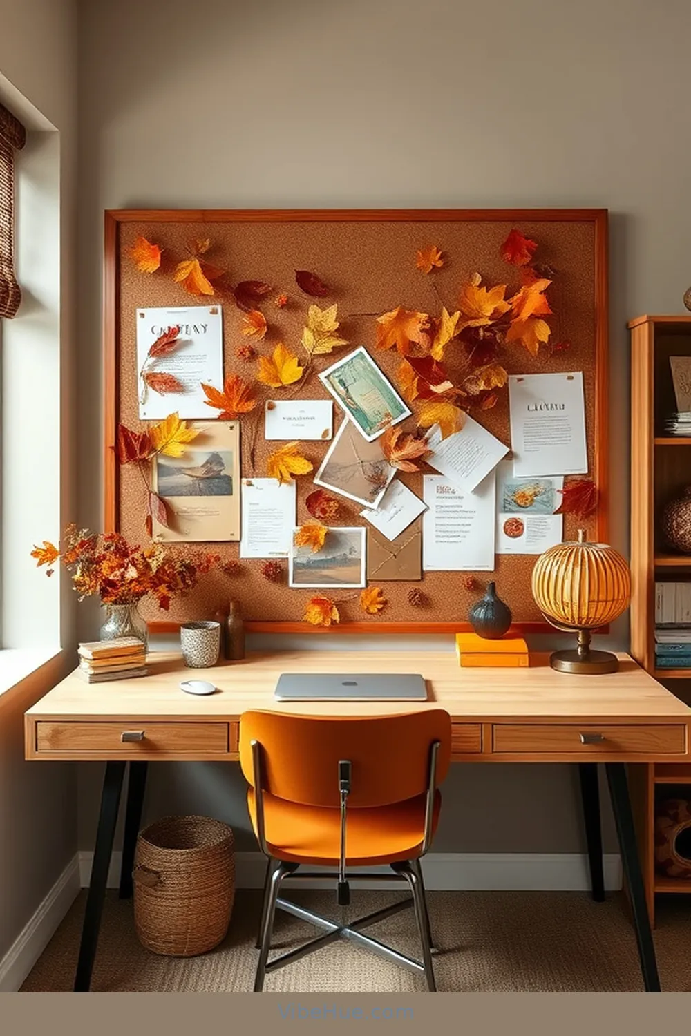 22 Ways to Create a Fall Home Office in Mid-Century Modern Style 21 Incorporate a Chic Bulletin Board for 22 Ways to Create a Fall Home Office in Mid-Century Modern Style