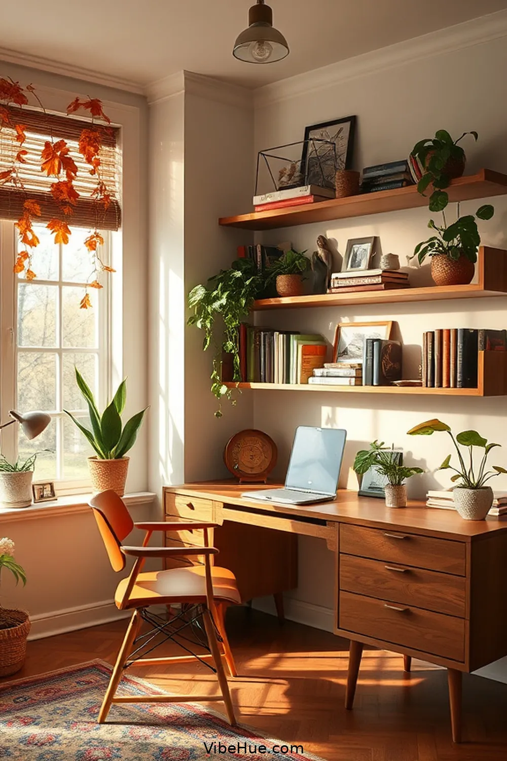 22 Ways to Create a Fall Home Office in Mid-Century Modern Style 17 Install Shelving With Character for 22 Ways to Create a Fall Home Office in Mid-Century Modern Style