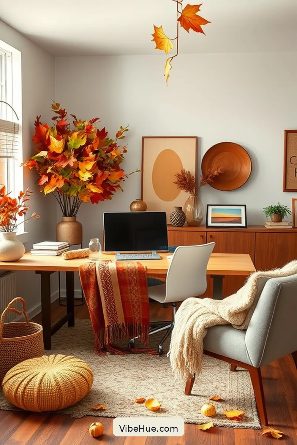 22 Ways to Create a Fall Home Office in Mid-Century Modern Style 15 Personalize With Seasonal Decor for 22 Ways to Create a Fall Home Office in Mid-Century Modern Style