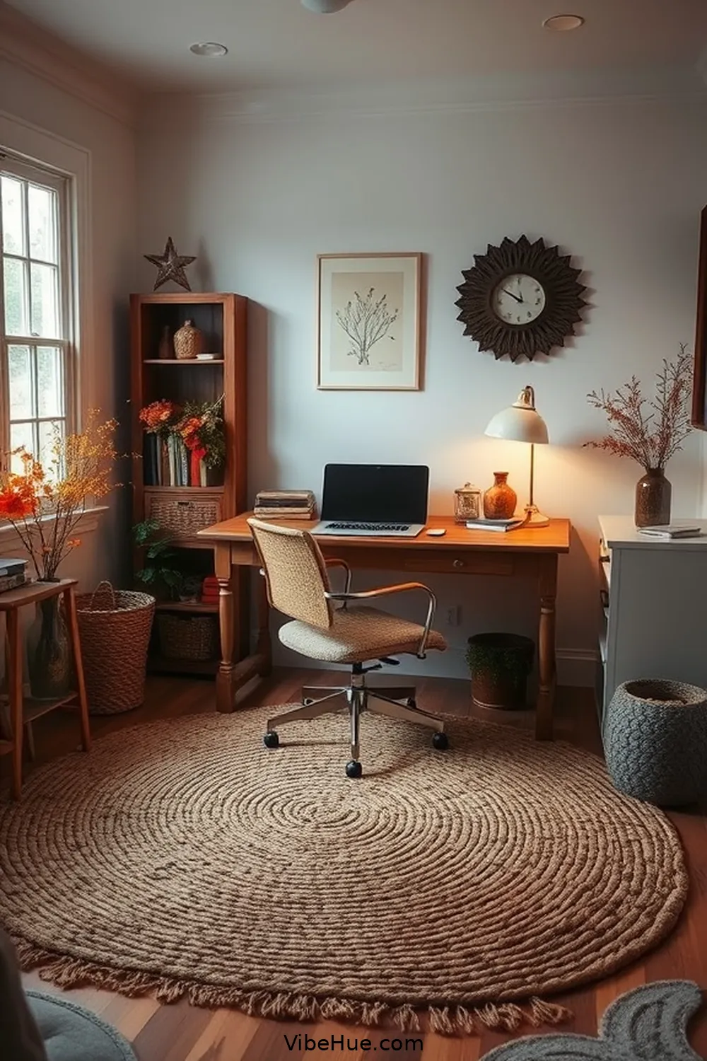 22 Ways to Create a Fall Home Office in Modern Farmhouse Style 14 Add a Rustic Rug for 22 Ways to Create a Fall Home Office in Modern Farmhouse Style