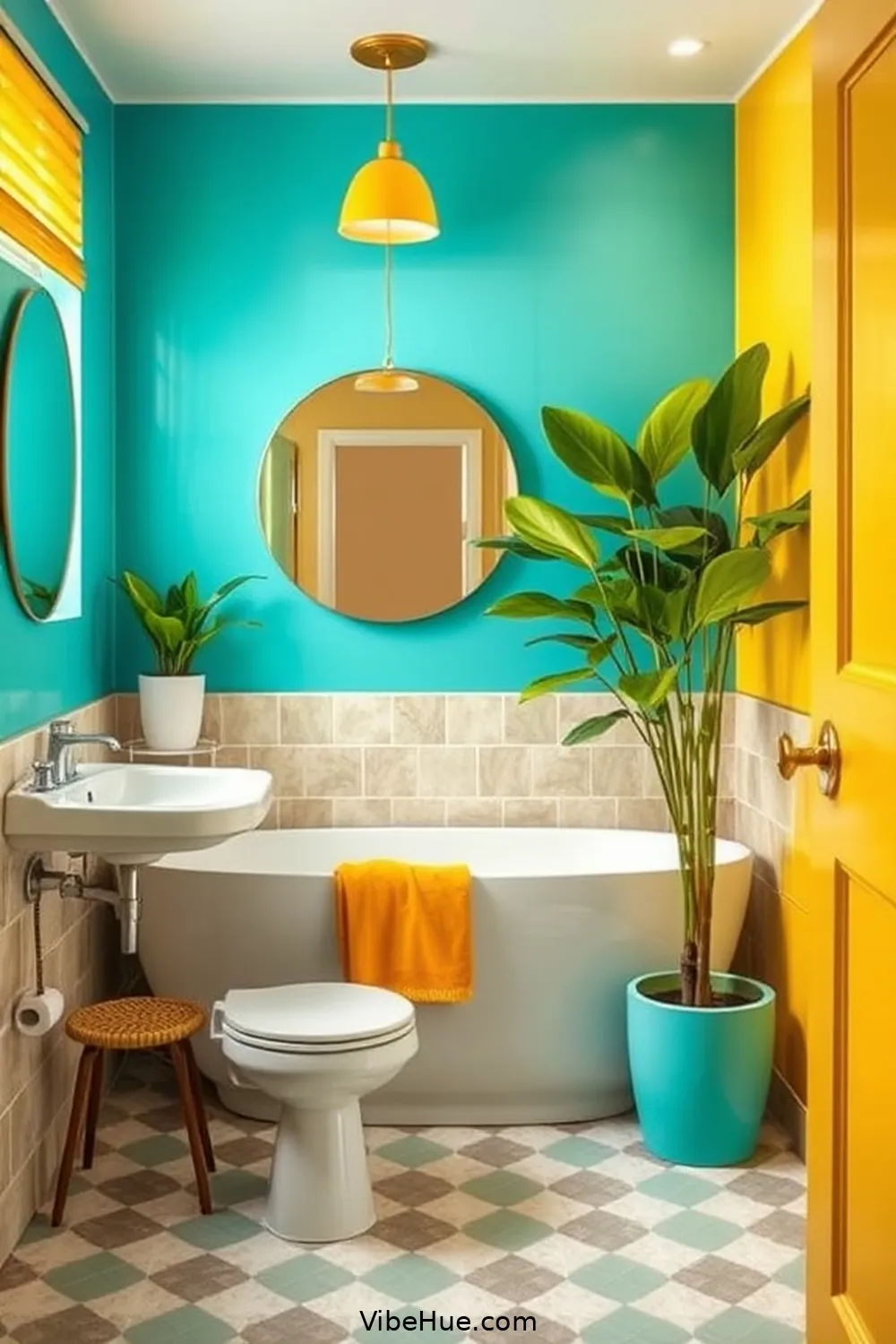 22 Ways to Create a Spring Bathroom in Mid-Century Modern Style 2 Choose a Bright Color Palette for 22 Ways to Create a Spring Bathroom in Mid-Century Modern Style