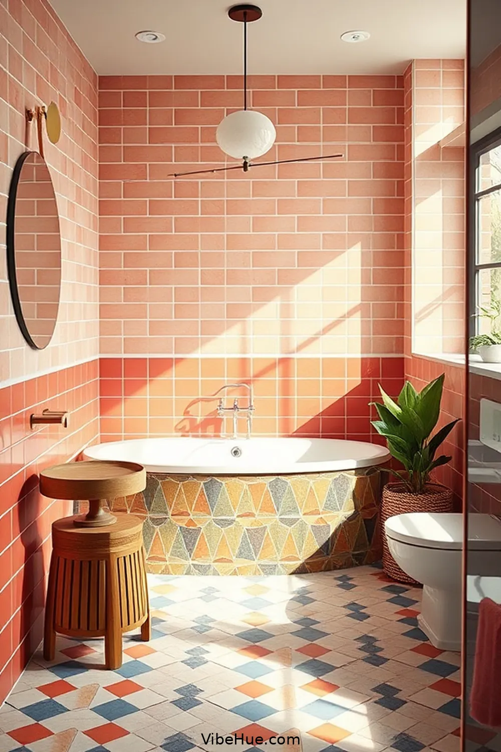 22 Ways to Create a Spring Bathroom in Mid-Century Modern Style 3 Incorporate Geometric Patterns for 22 Ways to Create a Spring Bathroom in Mid-Century Modern Style