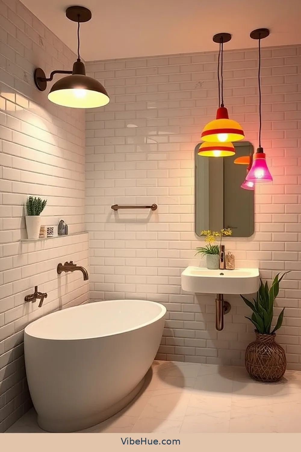 22 Ways to Create a Spring Bathroom in Mid-Century Modern Style 8 Incorporate Statement Lighting for 22 Ways to Create a Spring Bathroom in Mid-Century Modern Style