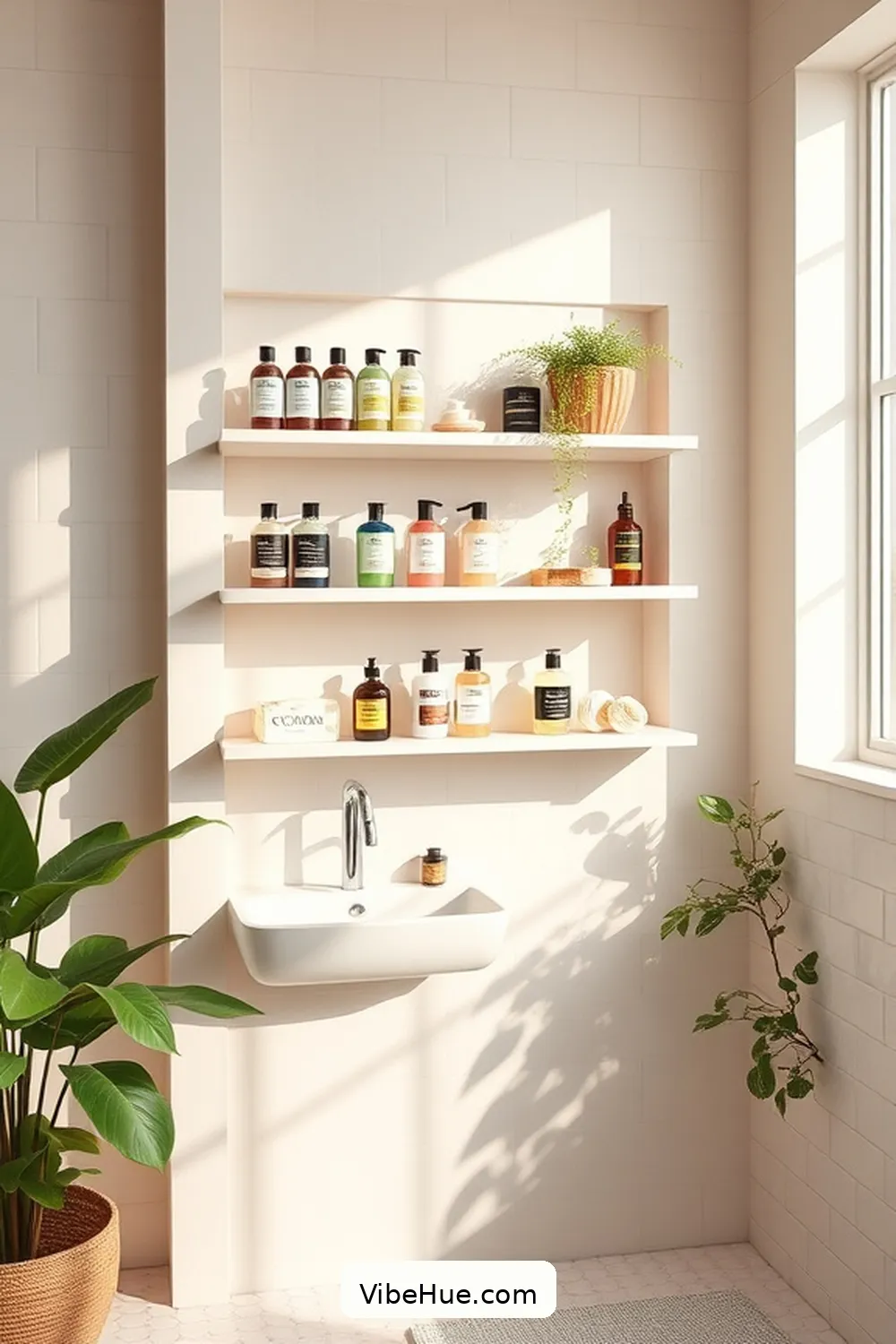 22 Ways to Create a Spring Bathroom in Mid-Century Modern Style 7 Opt for Minimalist Storage Solutions for 22 Ways to Create a Spring Bathroom in Mid-Century Modern Style
