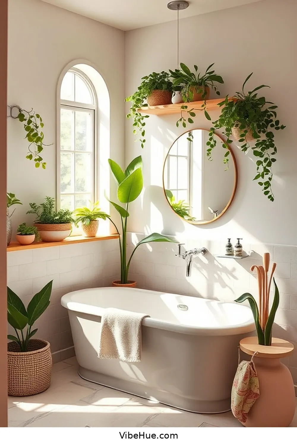 22 Ways to Create a Spring Bathroom in Mid-Century Modern Style 11 Utilize Open Shelving for 22 Ways to Create a Spring Bathroom in Mid-Century Modern Style