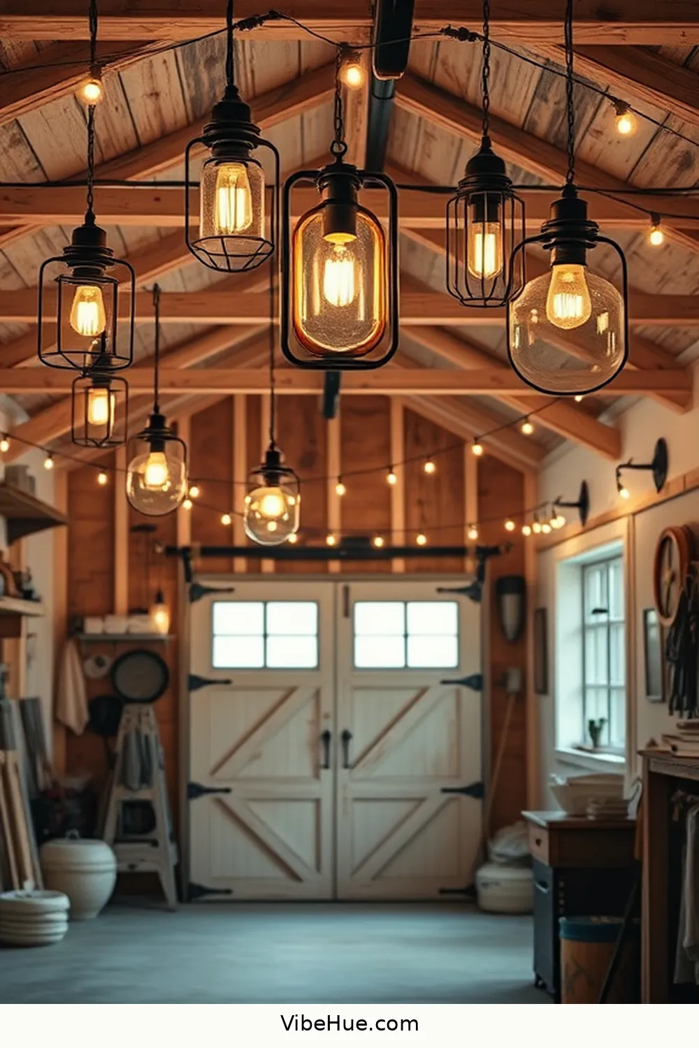 Add Cozy Lighting Fixtures for 22 Ways to Create a Spring Garage in Modern Farmhouse Style