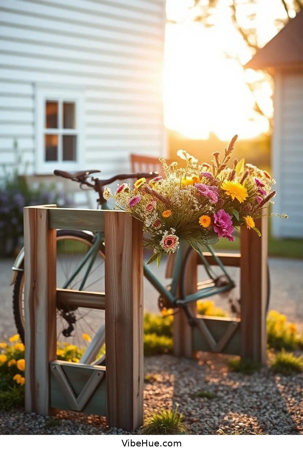Build a Rustic Bike Rack for 22 Ways to Create a Spring Garage in Modern Farmhouse Style