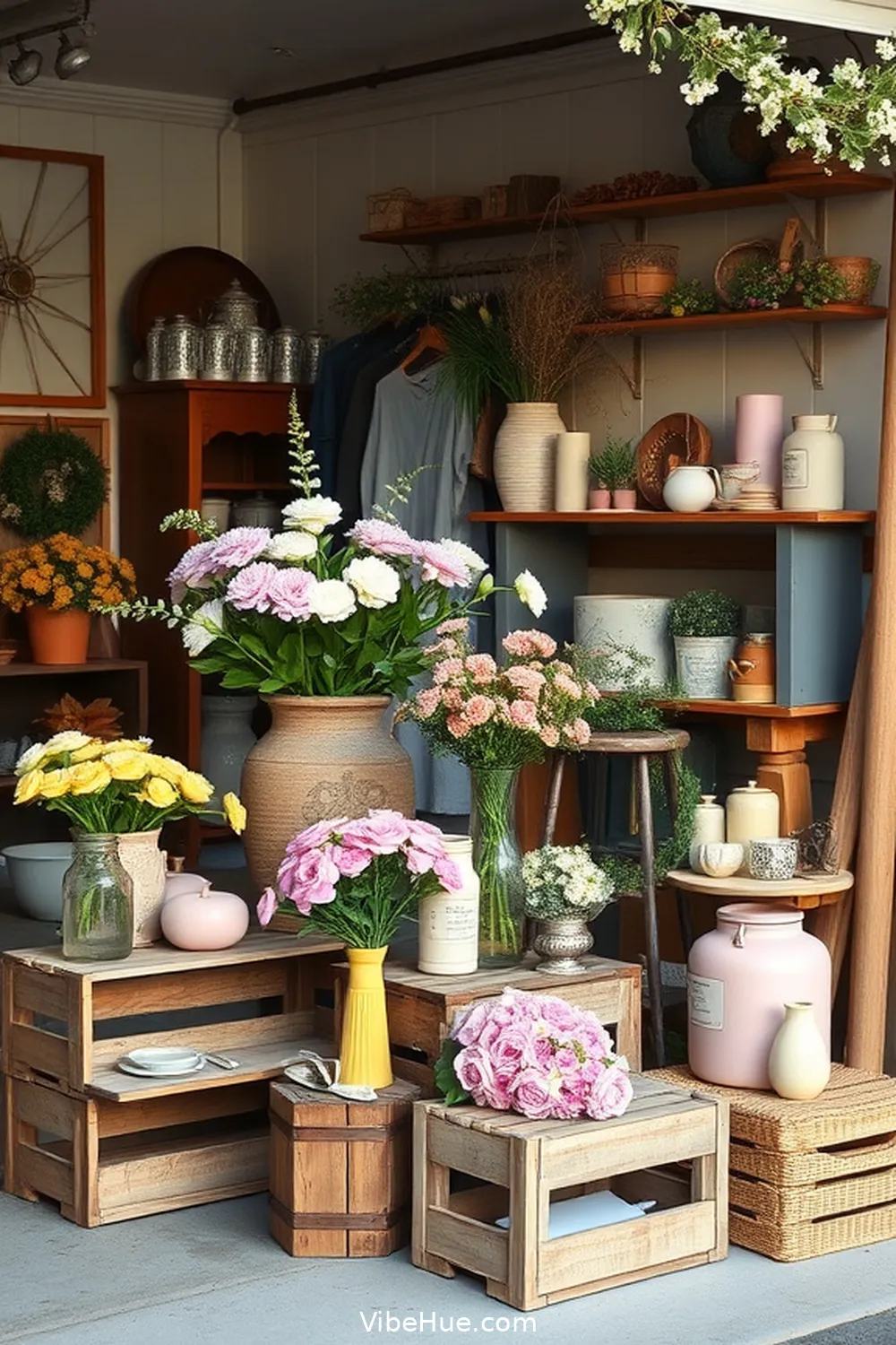 Create a Seasonal Display Area for 22 Ways to Create a Spring Garage in Modern Farmhouse Style