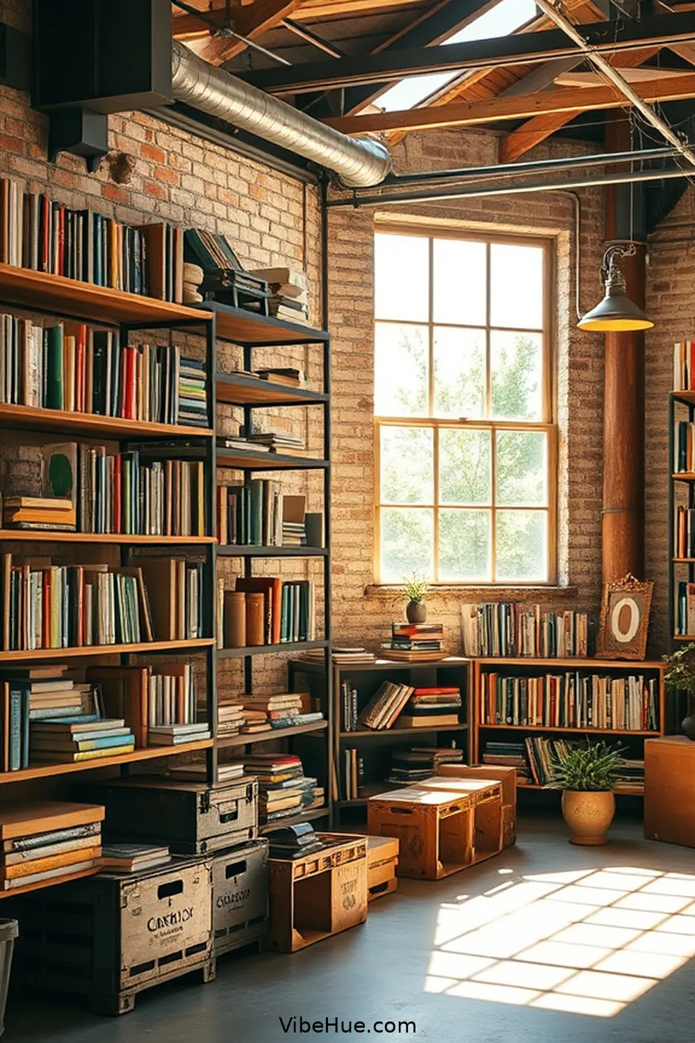 Display Books Creatively for 22 Ways to Create an Industrial Style Summer Library