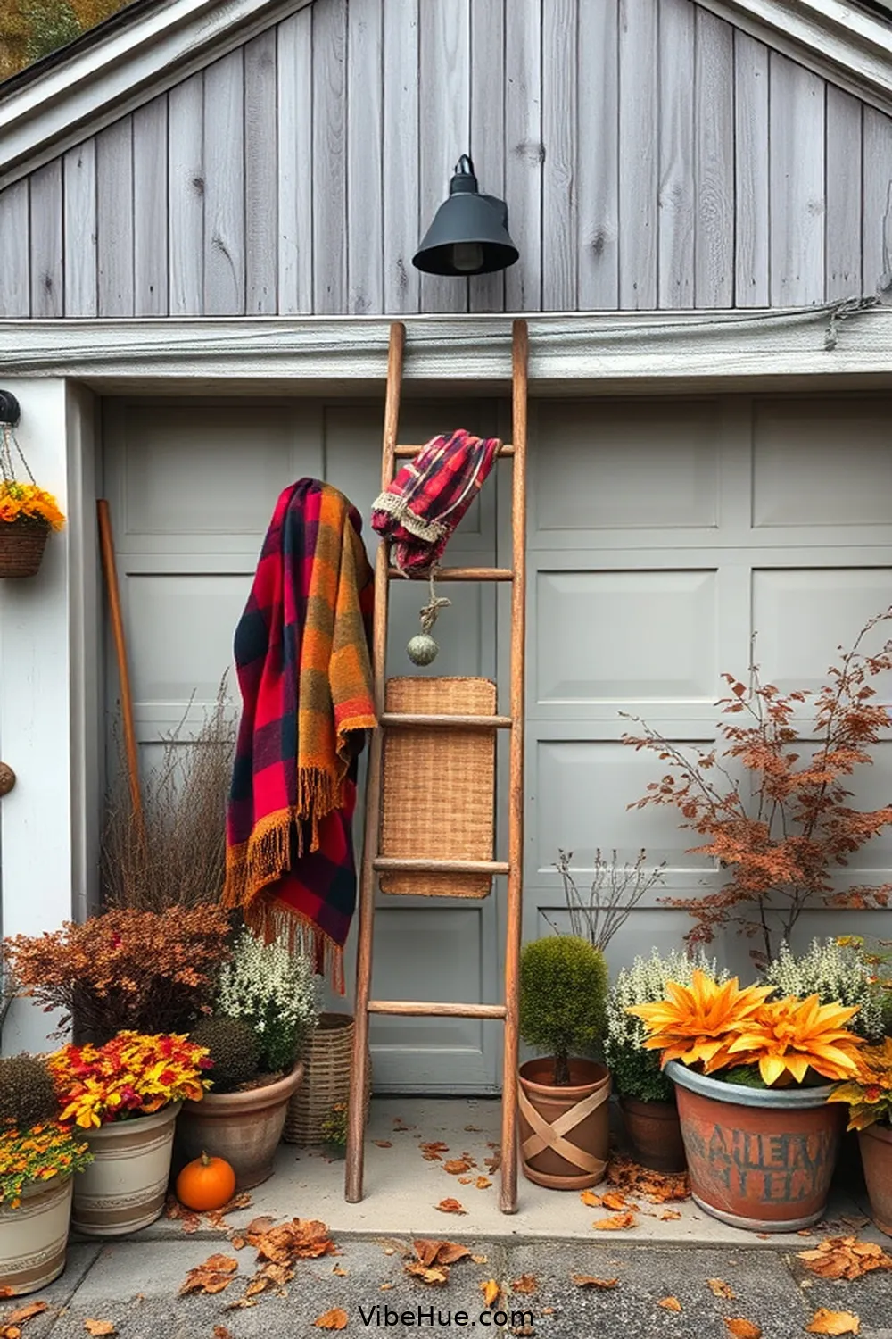 22 Ways to Style a Bohemian Fall Garage 18 Add a Vintage Ladder for Decor for 22 Ways to Style a Bohemian Fall Garage