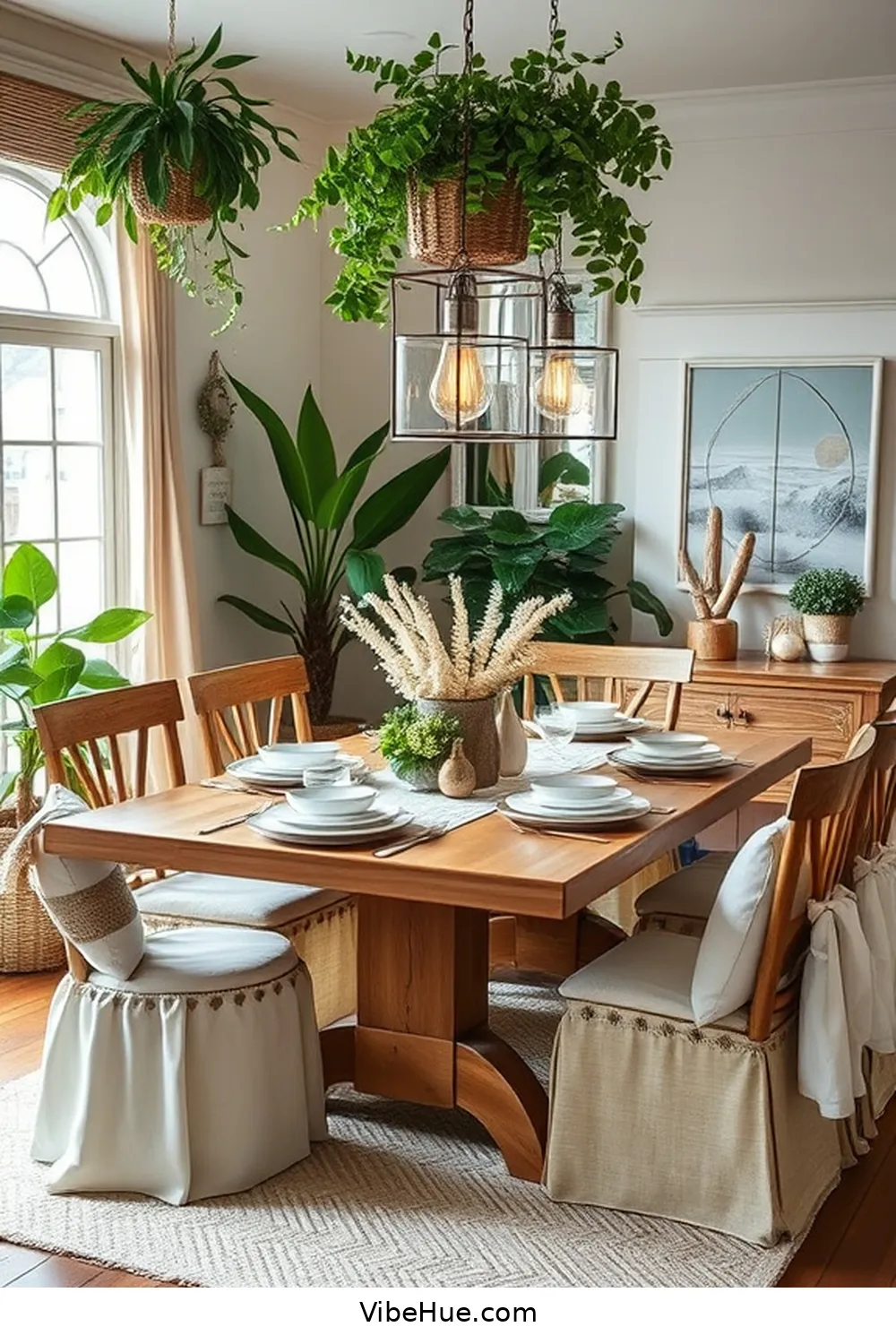 23 Coastal Style Ideas for Your Holiday Dining Room 14 Add Indoor Plants and Greenery for 23 Coastal Style Ideas for Your Holiday Dining Room