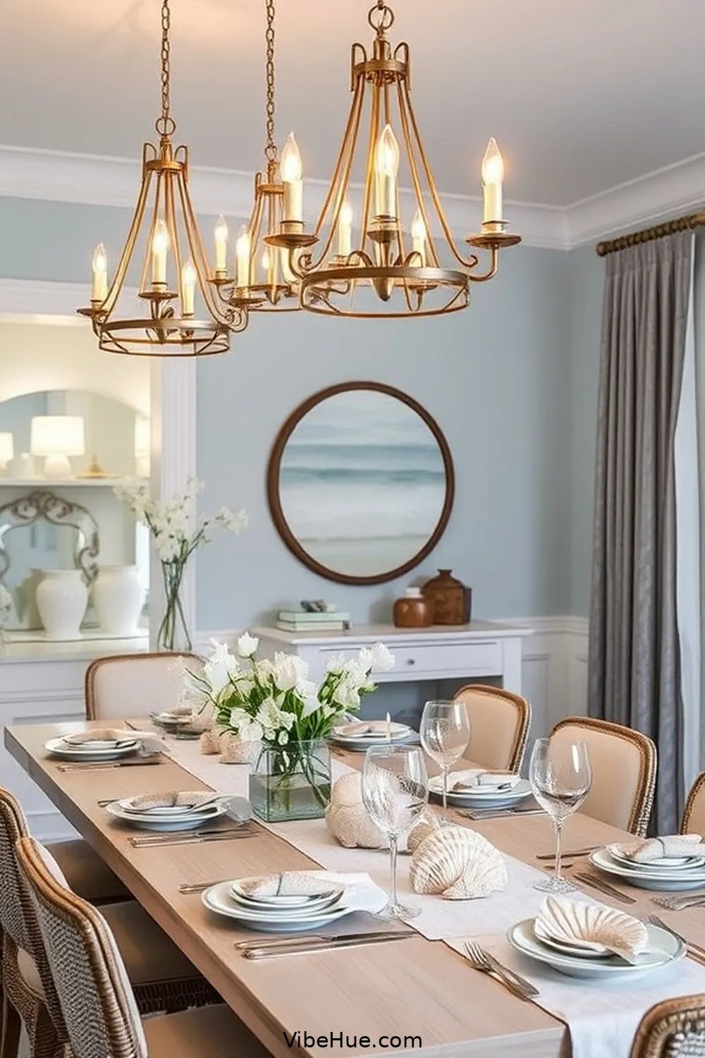 23 Coastal Style Ideas for Your Holiday Dining Room 8 Add Statement Lighting Fixtures for 23 Coastal Style Ideas for Your Holiday Dining Room
