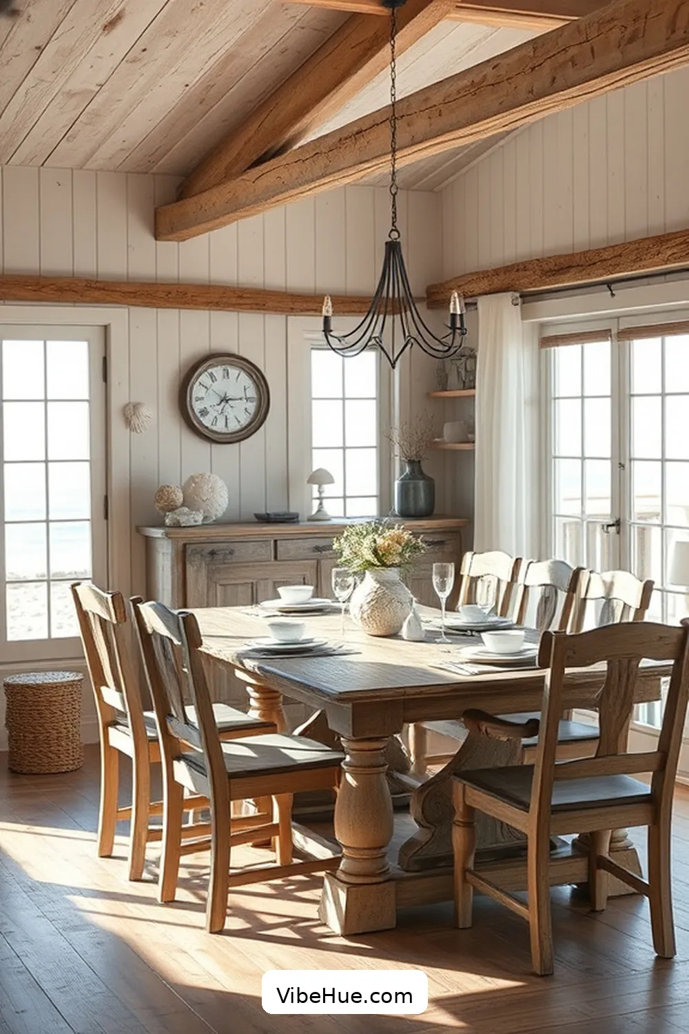 23 Coastal Style Ideas for Your Holiday Dining Room 4 Choose Weathered Wood Furniture for 23 Coastal Style Ideas for Your Holiday Dining Room