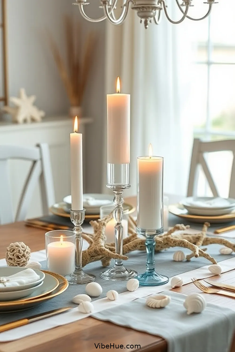 23 Coastal Style Ideas for Your Holiday Dining Room 22 Incorporate Coastal-Themed Candles for 23 Coastal Style Ideas for Your Holiday Dining Room
