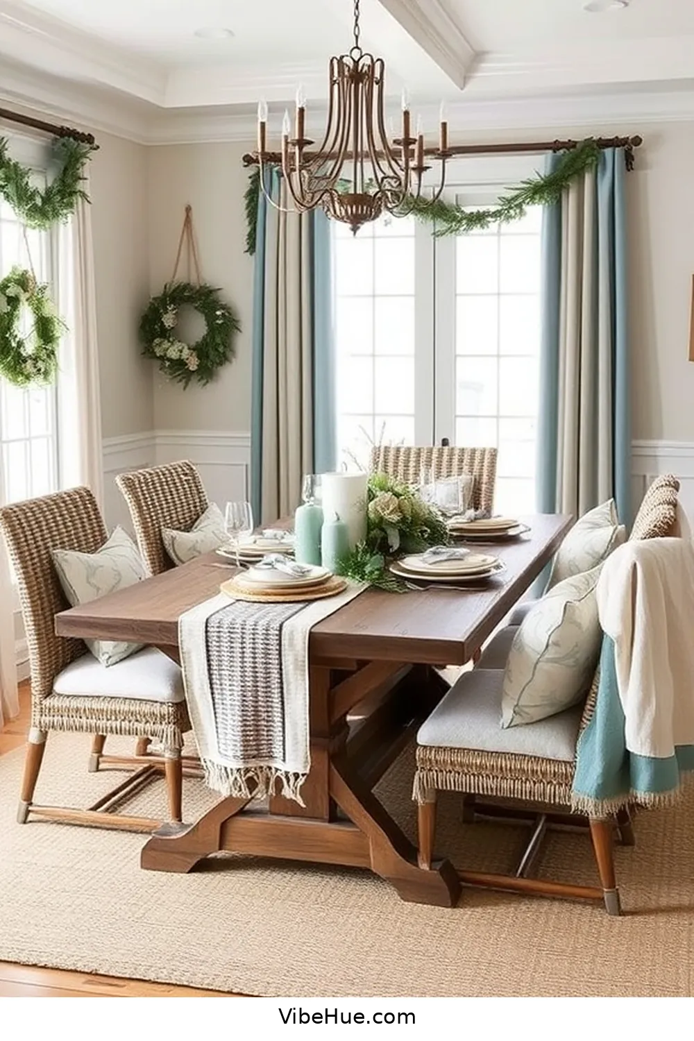 23 Coastal Style Ideas for Your Holiday Dining Room 15 Layer Textiles for Comfort for 23 Coastal Style Ideas for Your Holiday Dining Room