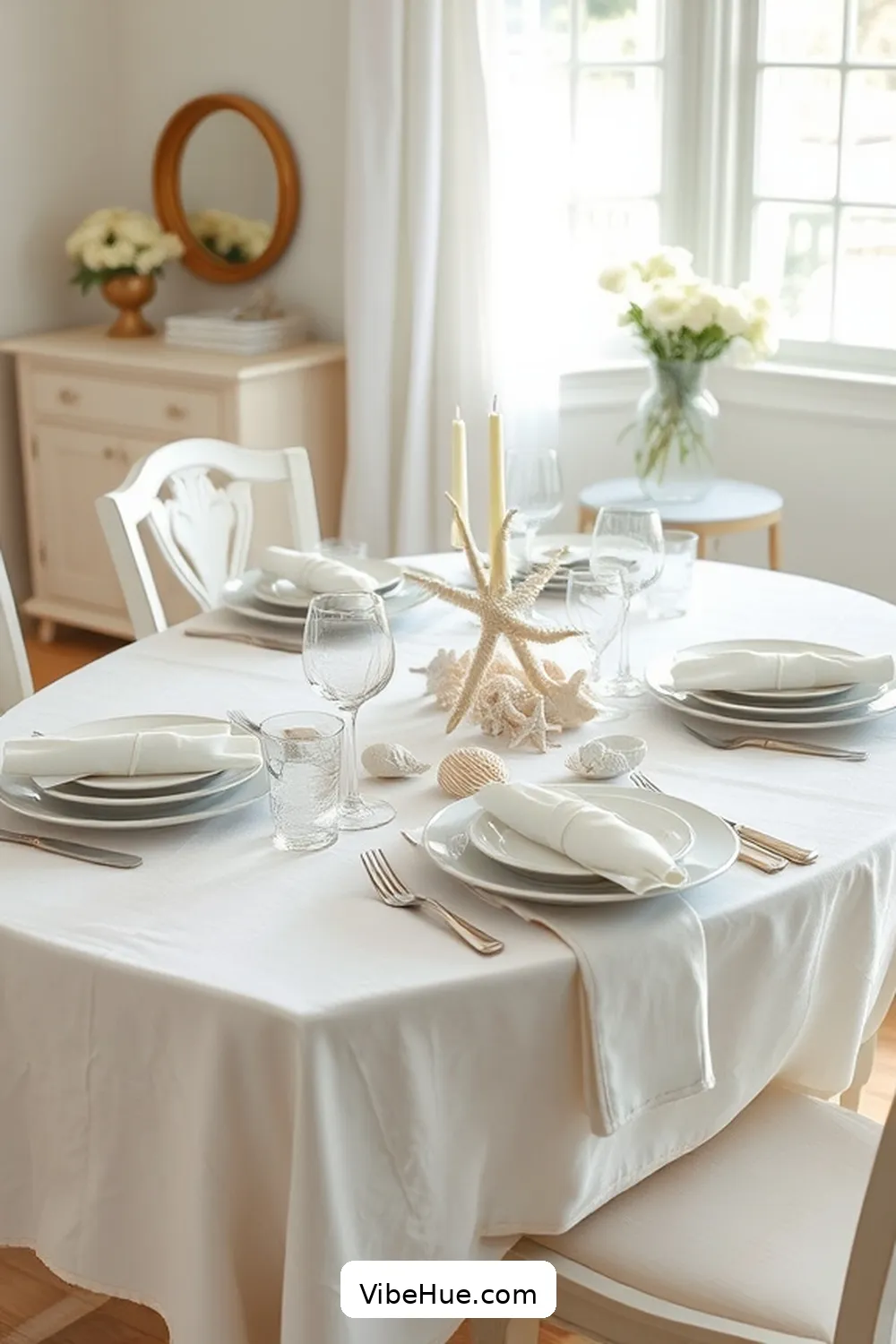 23 Coastal Style Ideas for Your Holiday Dining Room 10 Use Linen Table Settings for 23 Coastal Style Ideas for Your Holiday Dining Room