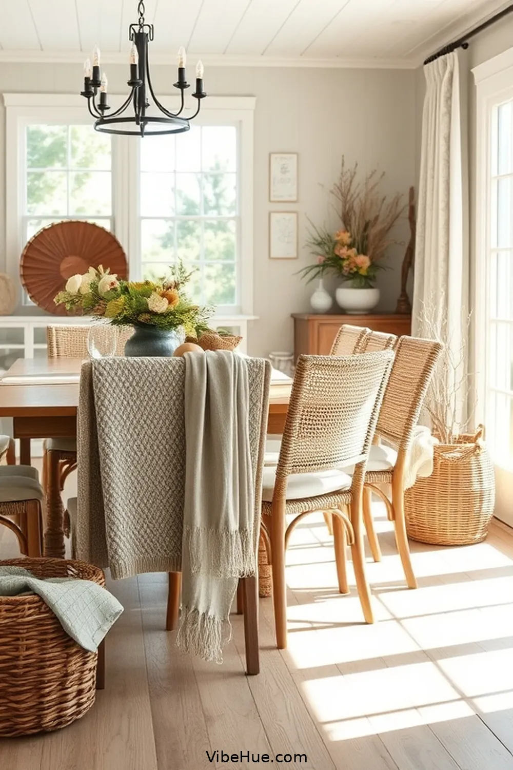 23 Coastal Style Ideas for Your Holiday Dining Room 19 Use Woven Textiles and Baskets for 23 Coastal Style Ideas for Your Holiday Dining Room