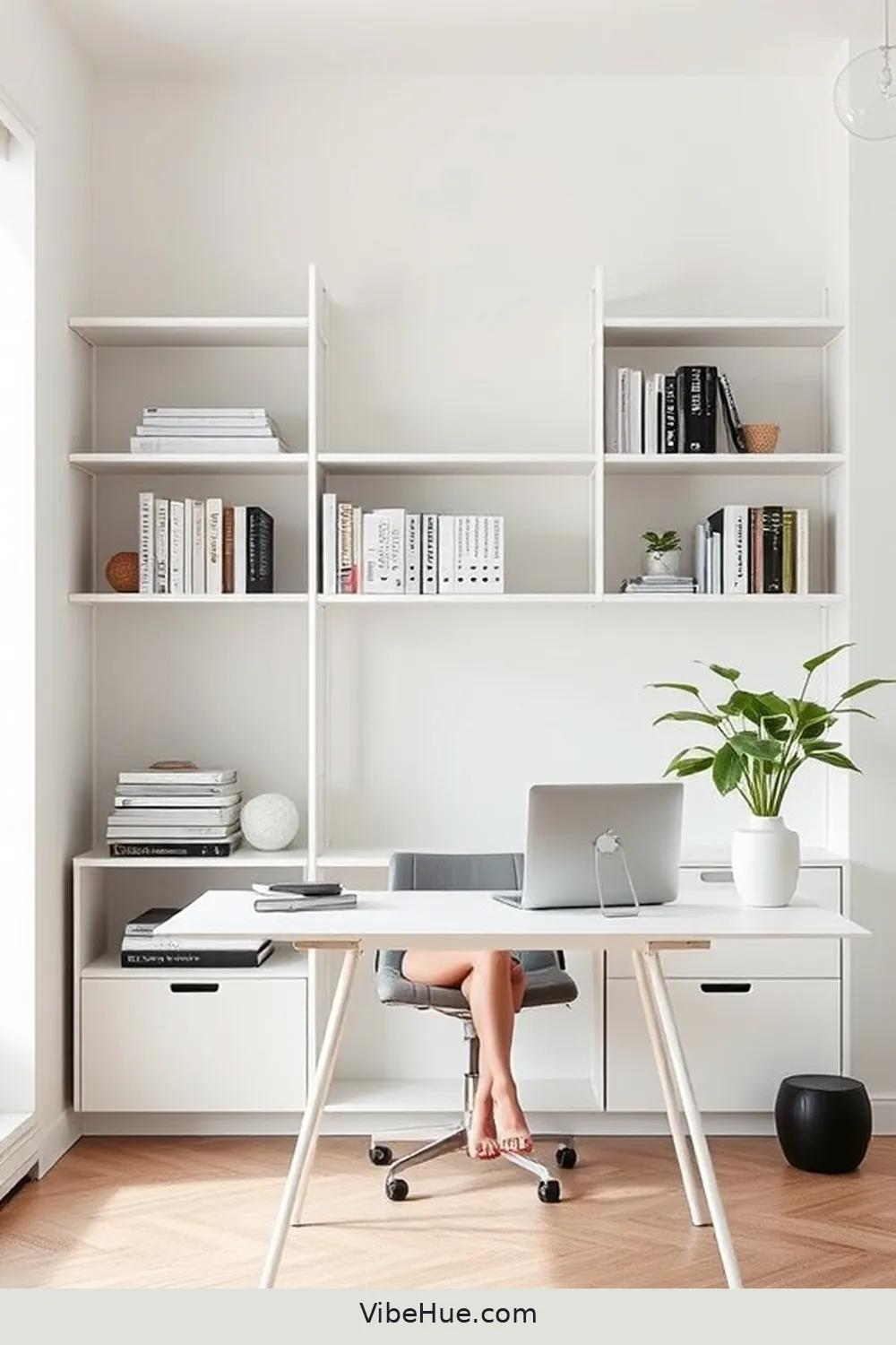 23 Essential Tips for a Minimalist Style Holiday Home Office 15 14. Simplify Your Shelving for 23 Essential Tips for a Minimalist Style Holiday Home Office