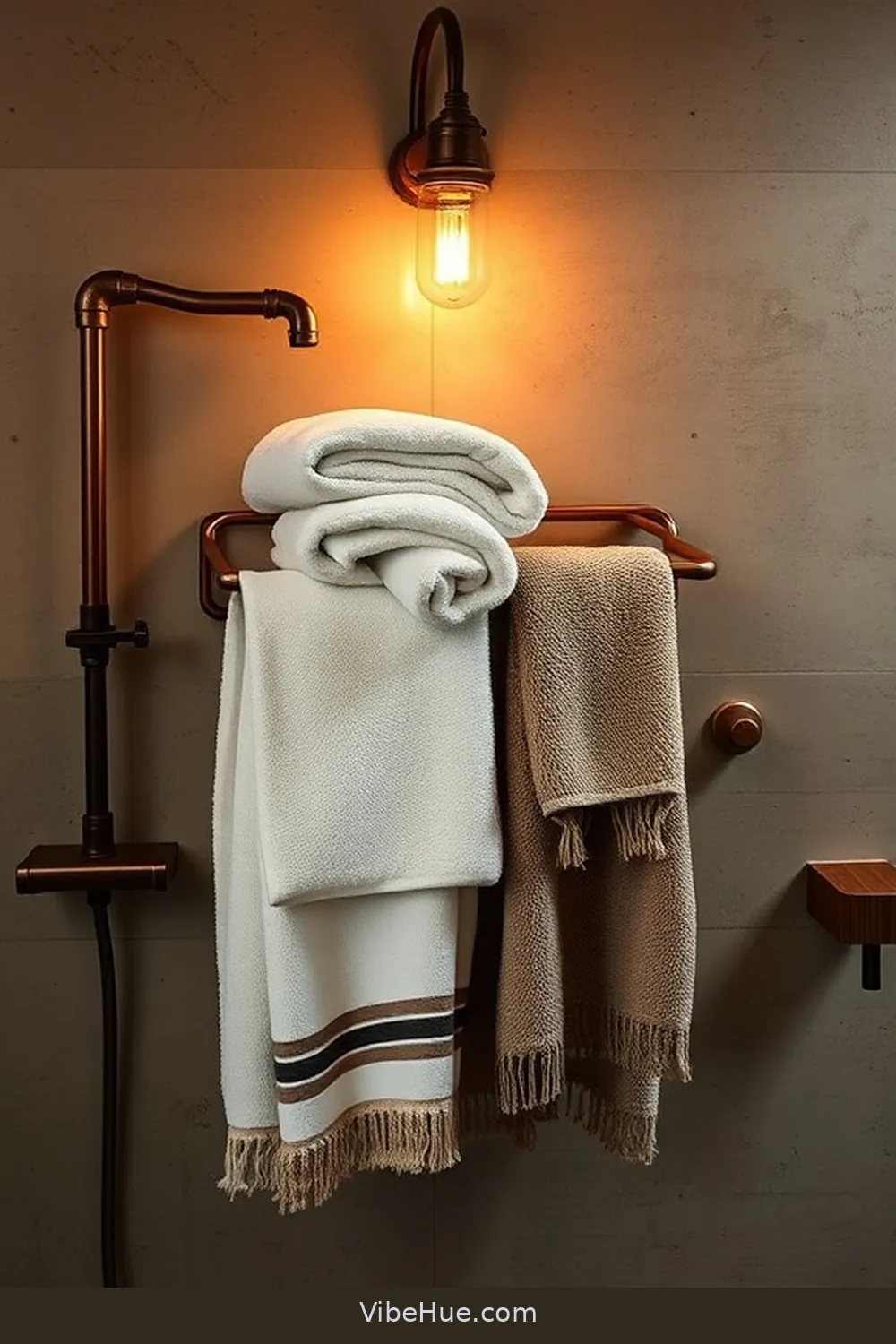 23 Industrial Style Touches for a Holiday Bathroom 12 Choose an Open Towel Rack for 23 Industrial Style Touches for a Holiday Bathroom