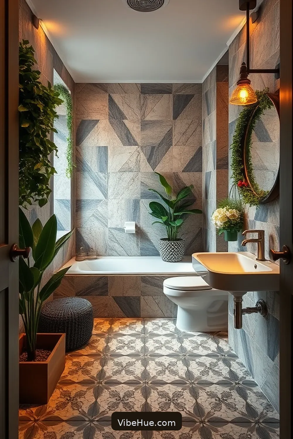 23 Industrial Style Touches for a Holiday Bathroom 19 Highlight Cement Tiles for 23 Industrial Style Touches for a Holiday Bathroom