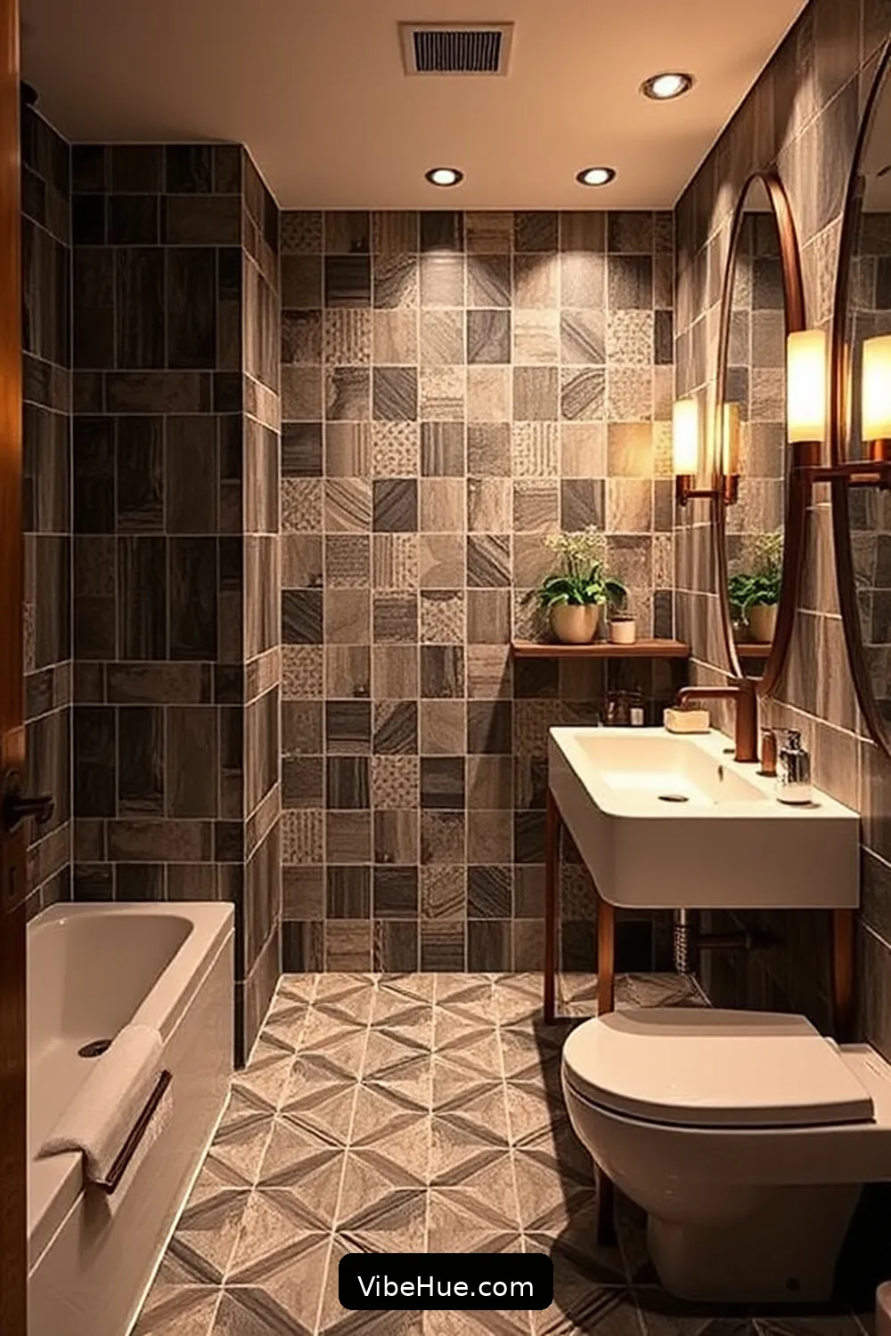23 Industrial Style Touches for a Holiday Bathroom 18 Use Geometric Patterns for 23 Industrial Style Touches for a Holiday Bathroom