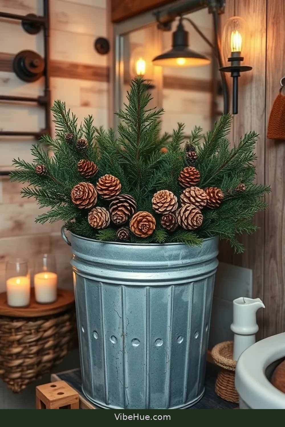 23 Industrial Style Touches for a Holiday Bathroom 14 Use a Galvanized Metal Bucket for 23 Industrial Style Touches for a Holiday Bathroom