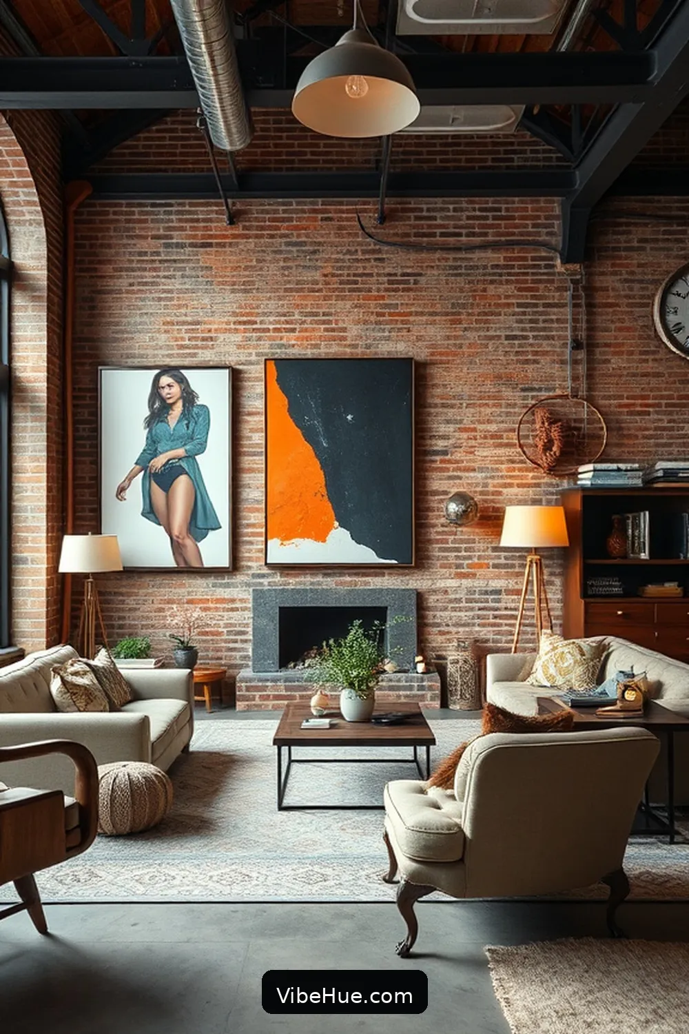 Include Statement Art Pieces for 23 Key Elements for Year-Round Industrial Style Living Room
