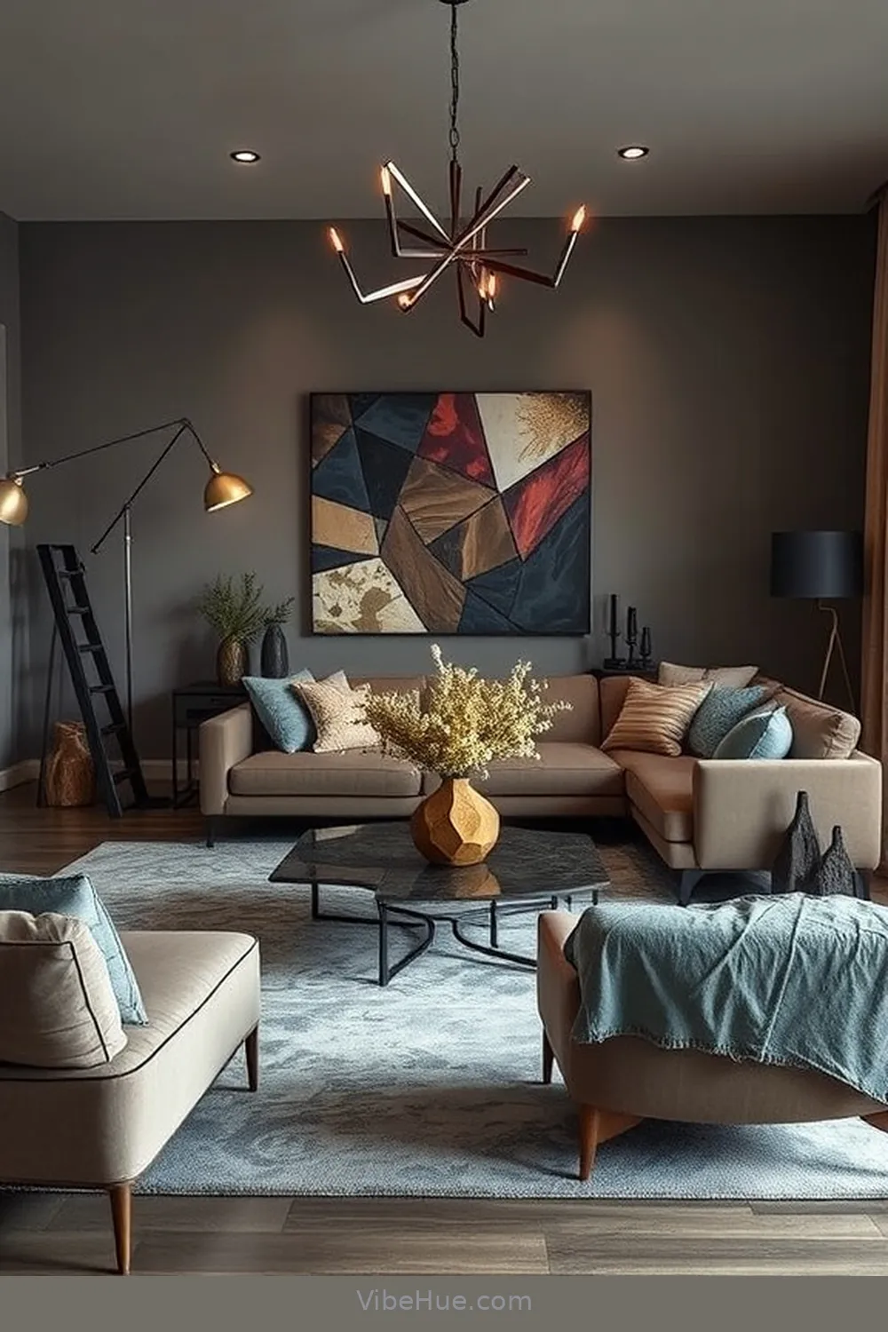 Include Unique Sculptural Elements for 23 Key Elements for Year-Round Industrial Style Living Room