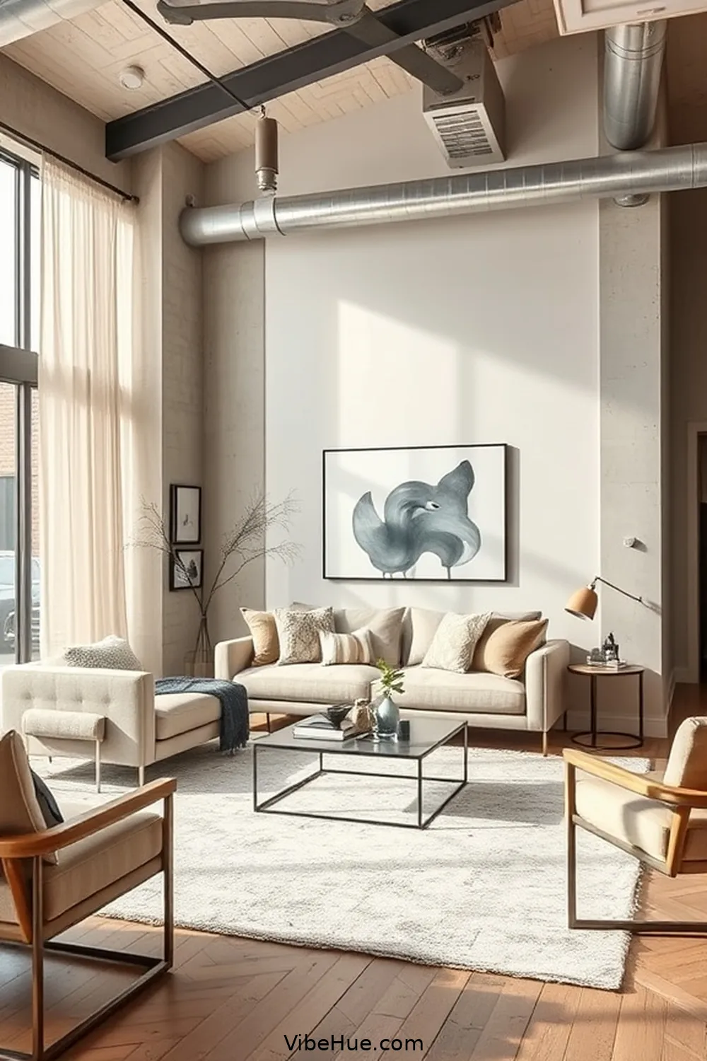 Use Neutral Color Palettes for 23 Key Elements for Year-Round Industrial Style Living Room