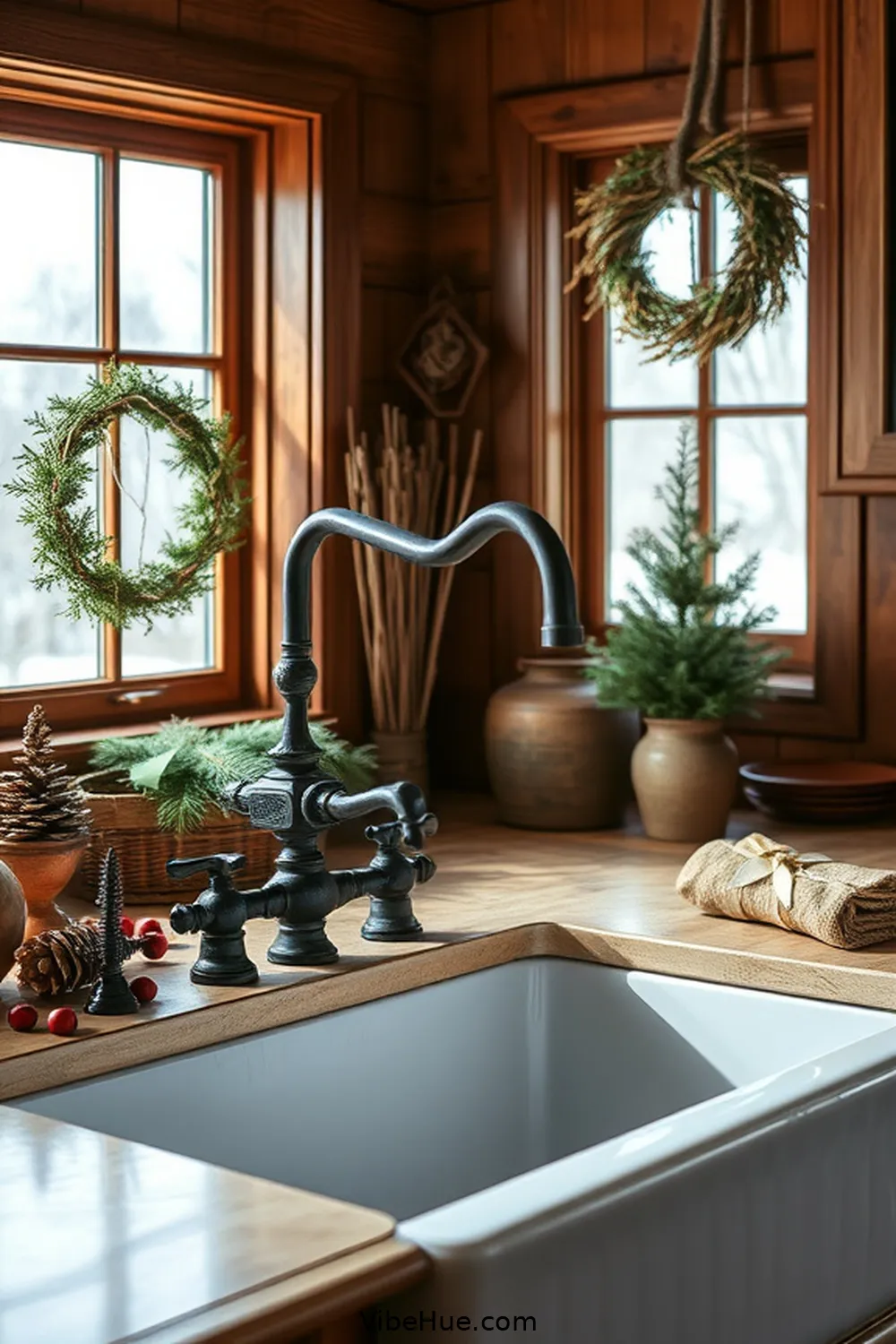 23 Key Elements for a Winter Kitchen in Traditional Style 4 Classic Farmhouse Sink for 23 Key Elements for a Winter Kitchen in Traditional Style