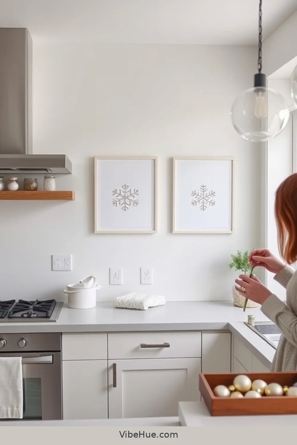 23 Minimalist Holiday Kitchen Decor Ideas 13 12. Subtle Holiday Wall Art for 23 Minimalist Holiday Kitchen Decor Ideas