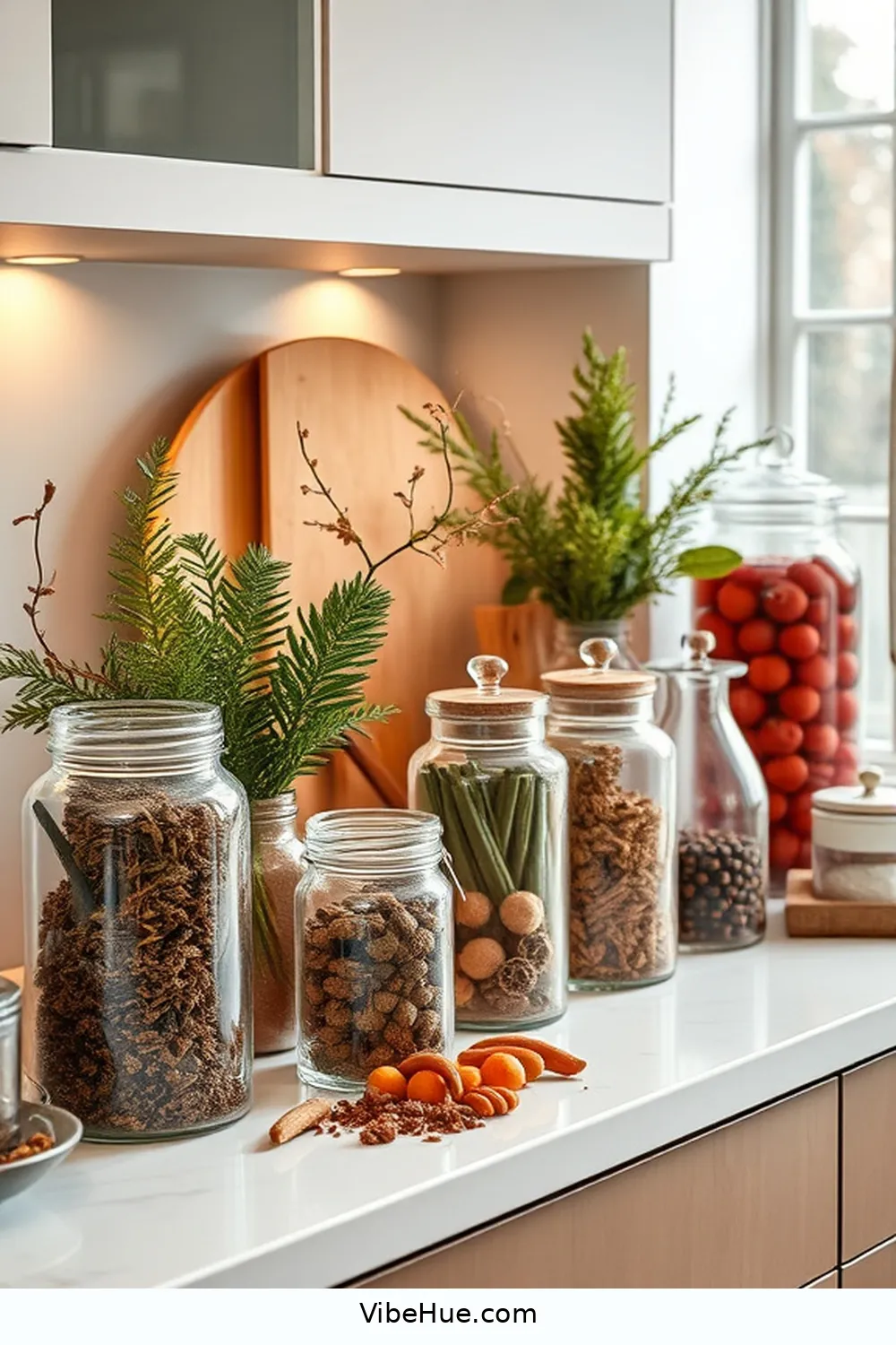 23 Minimalist Holiday Kitchen Decor Ideas 16 15. Clear Glass Containers for Holiday Ingredients for 23 Minimalist Holiday Kitchen Decor Ideas