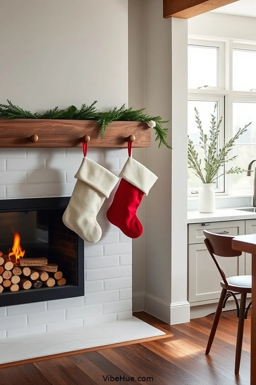 23 Minimalist Holiday Kitchen Decor Ideas 17 16. Minimalist Stockings Display for 23 Minimalist Holiday Kitchen Decor Ideas