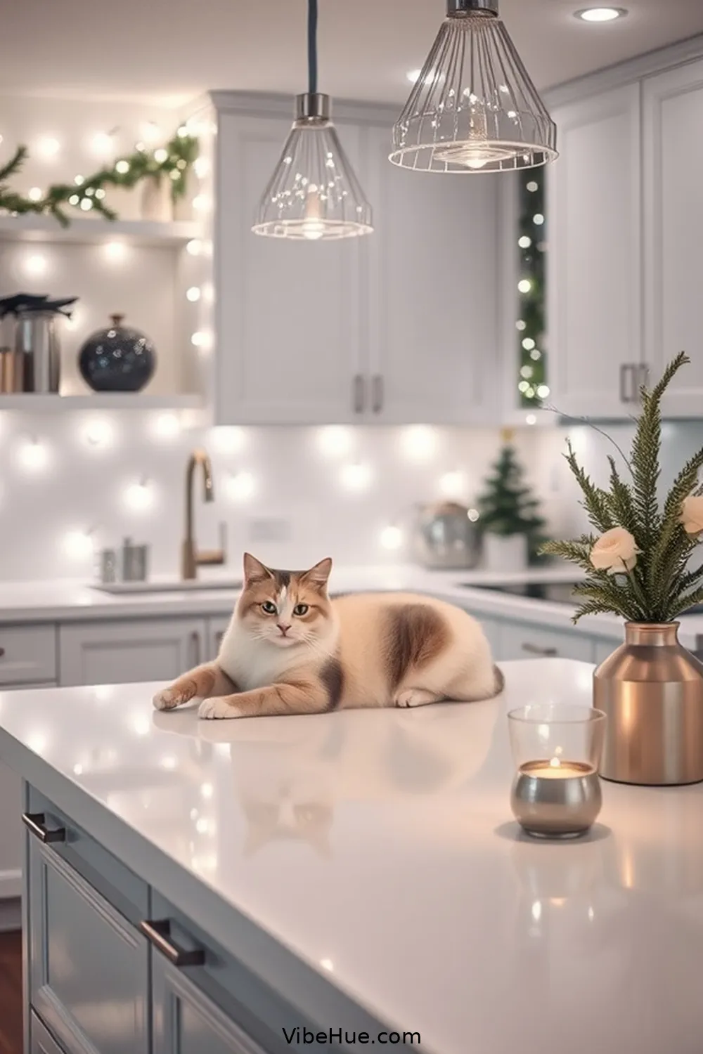 23 Minimalist Holiday Kitchen Decor Ideas 20 19. Monochrome Christmas Lights for 23 Minimalist Holiday Kitchen Decor Ideas