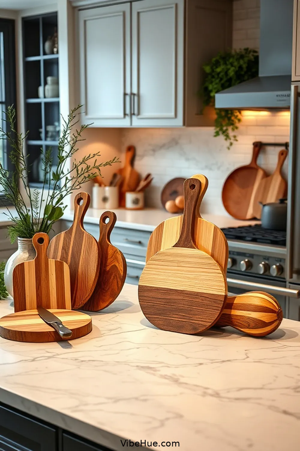 23 Minimalist Holiday Kitchen Decor Ideas 9 8. Wooden Cutting Boards as Decor for 23 Minimalist Holiday Kitchen Decor Ideas