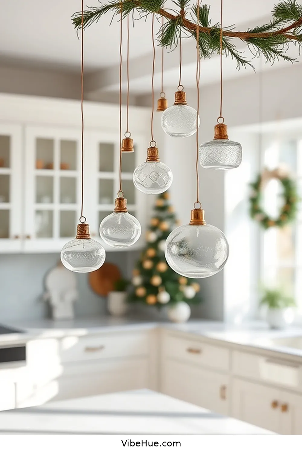23 Minimalist Holiday Kitchen Decor Ideas 10 9. Hanging Ornaments From the Ceiling for 23 Minimalist Holiday Kitchen Decor Ideas