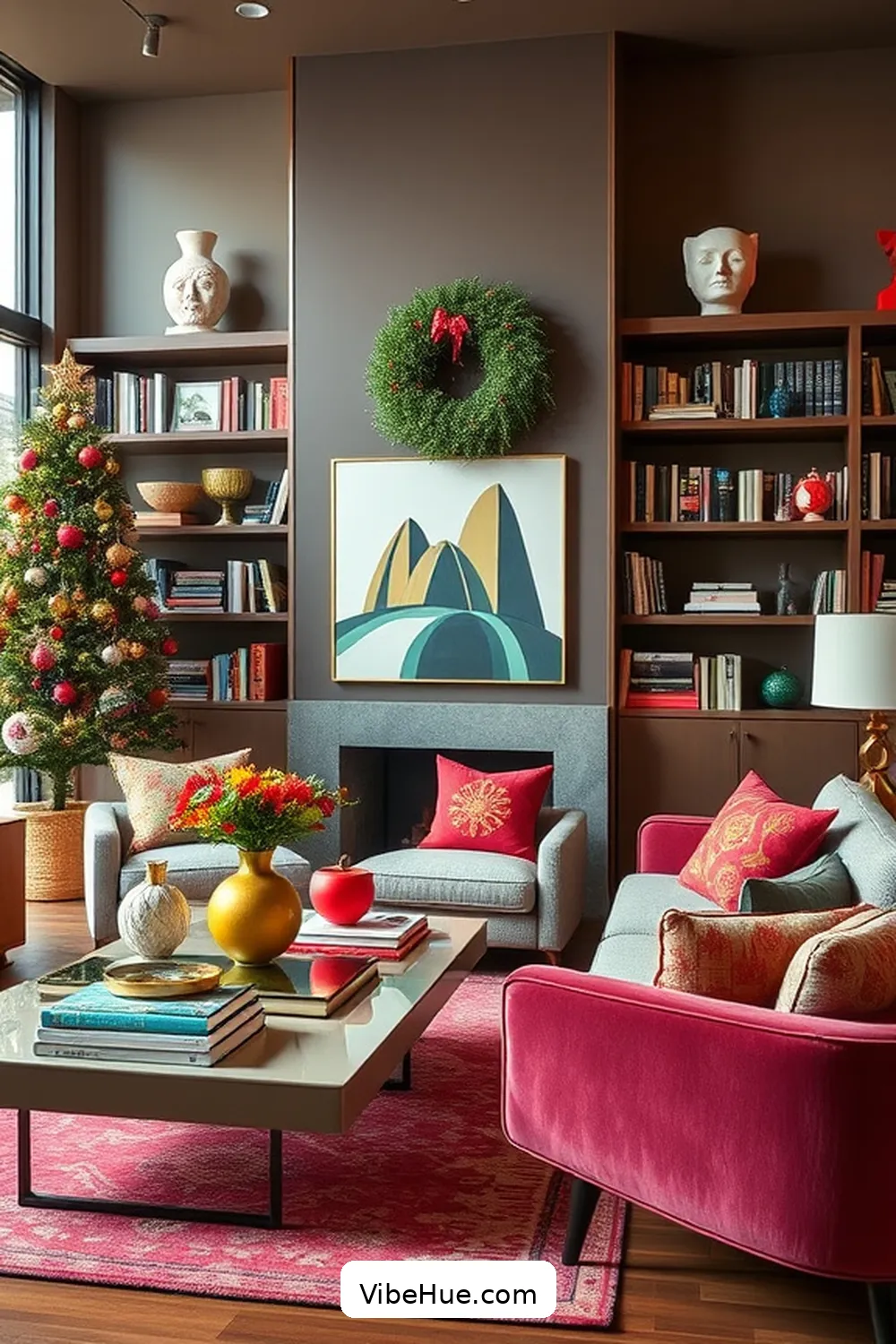 Choose Fun and Funky Holiday Accessories for 23 Tips for a Holiday Library in Mid-Century Modern Style