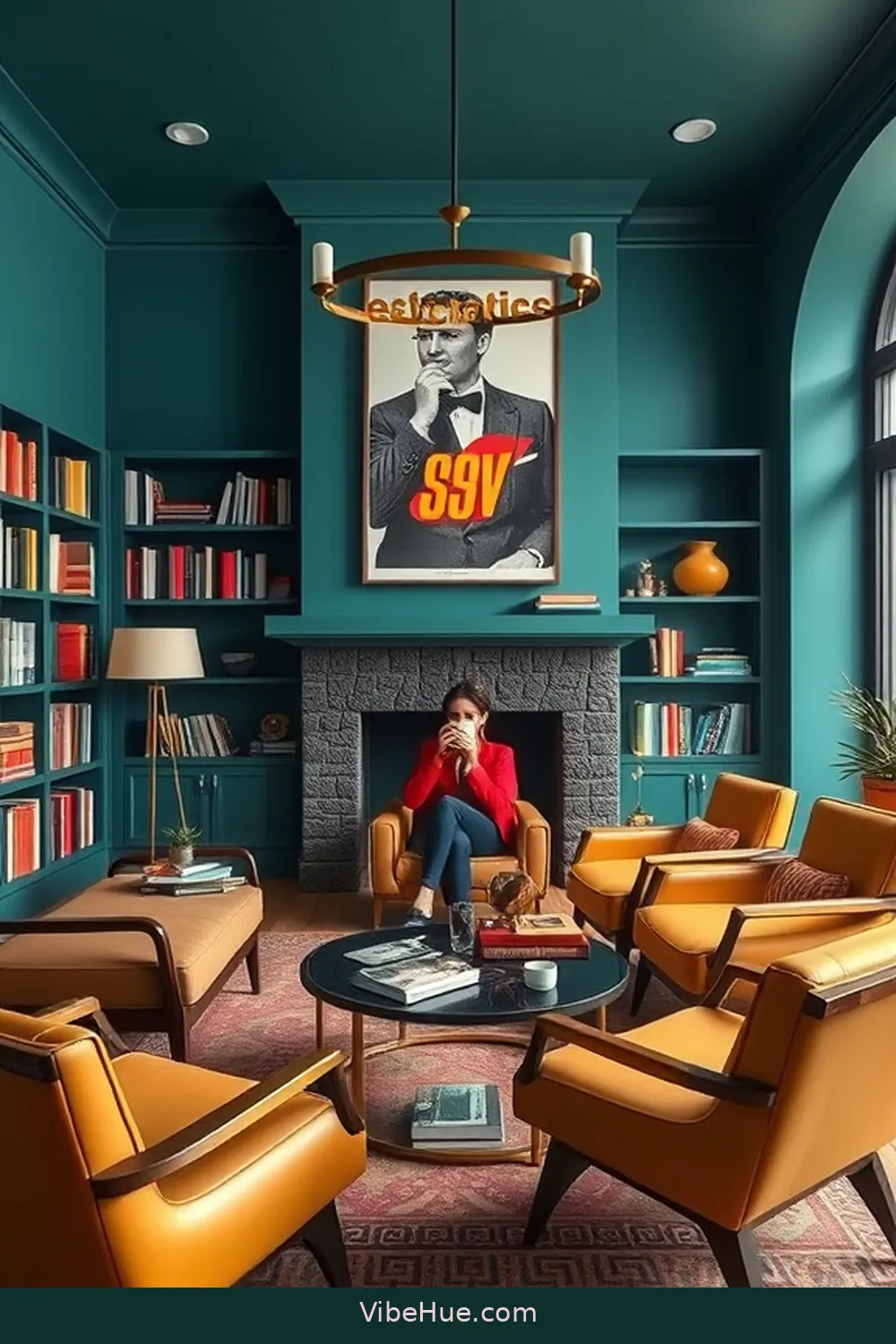 Choose a Color Palette Inspired by Mid-Century Modernism for 23 Tips for a Holiday Library in Mid-Century Modern Style