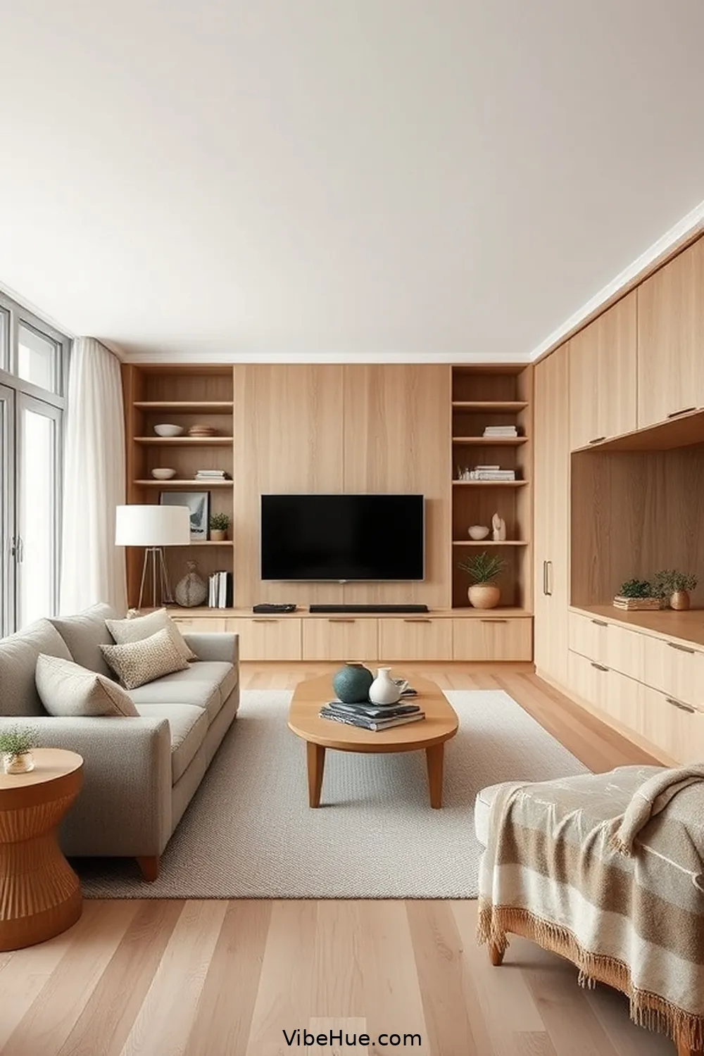 23 Tips for a Year-Round Scandinavian Style Living Room 19 Use Built-In Storage Solutions for 23 Tips for a Year-Round Scandinavian Style Living Room