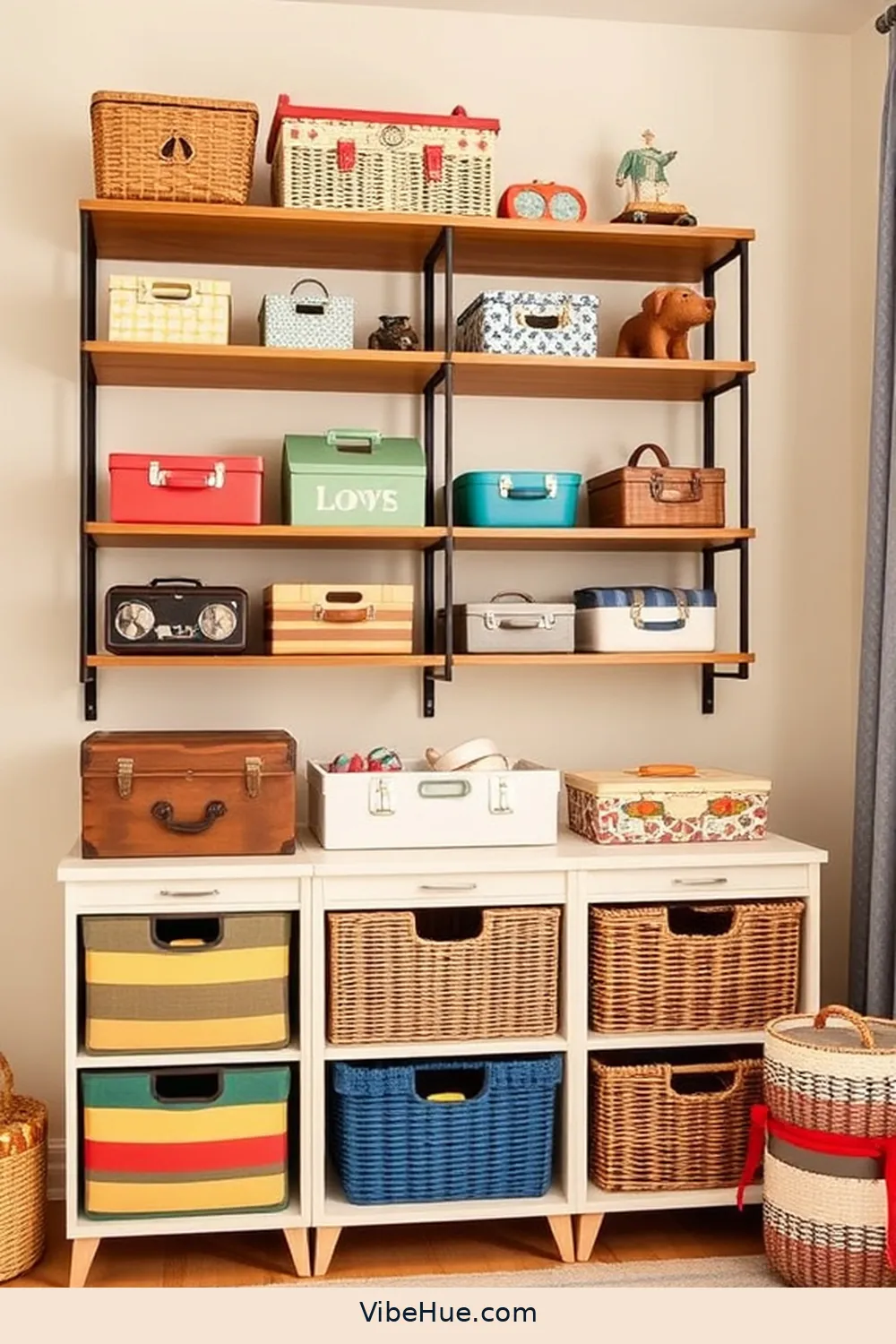 Choose Vintage-Inspired Storage Solutions for 23 Ways to Create a Spring Nursery in Mid-Century Modern Style