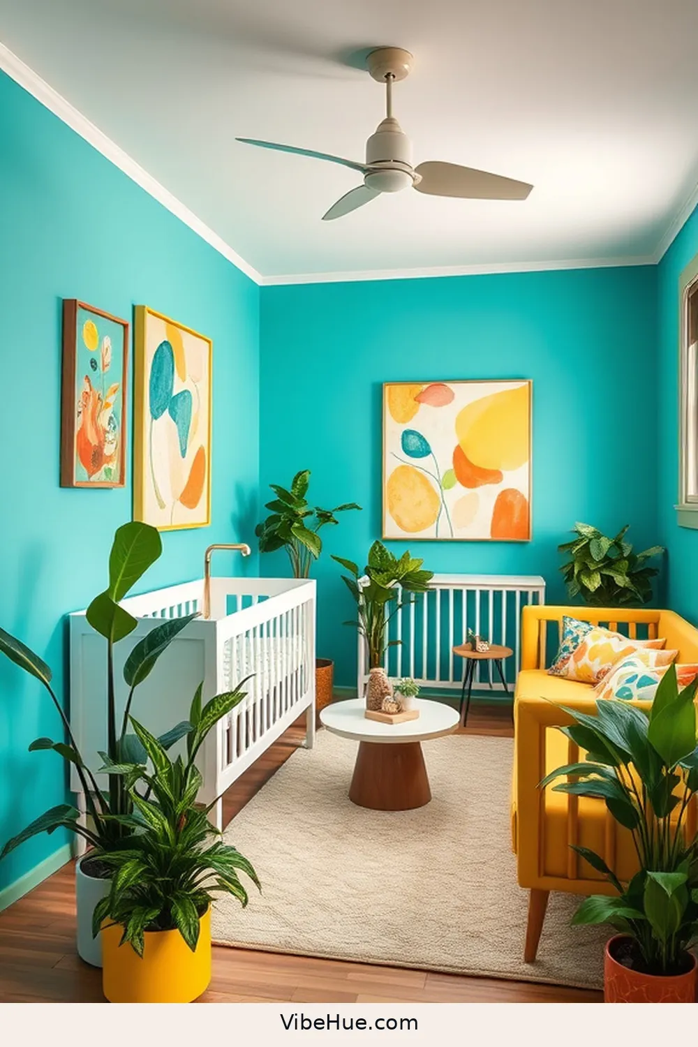 Choose a Vibrant Accent Color for 23 Ways to Create a Spring Nursery in Mid-Century Modern Style