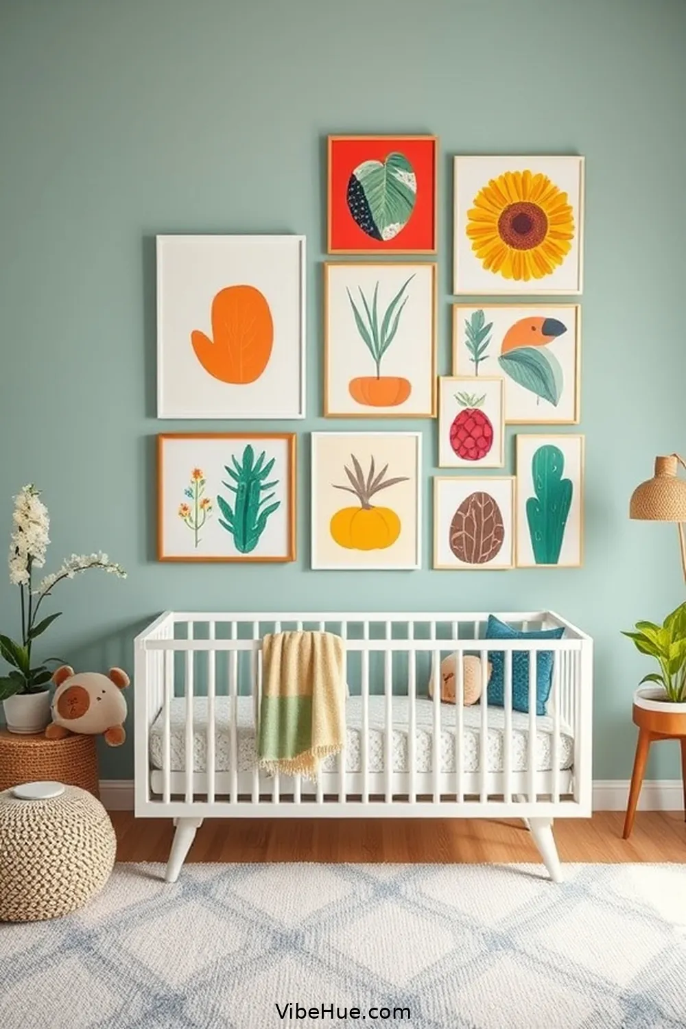 Create a Gallery Wall for 23 Ways to Create a Spring Nursery in Mid-Century Modern Style