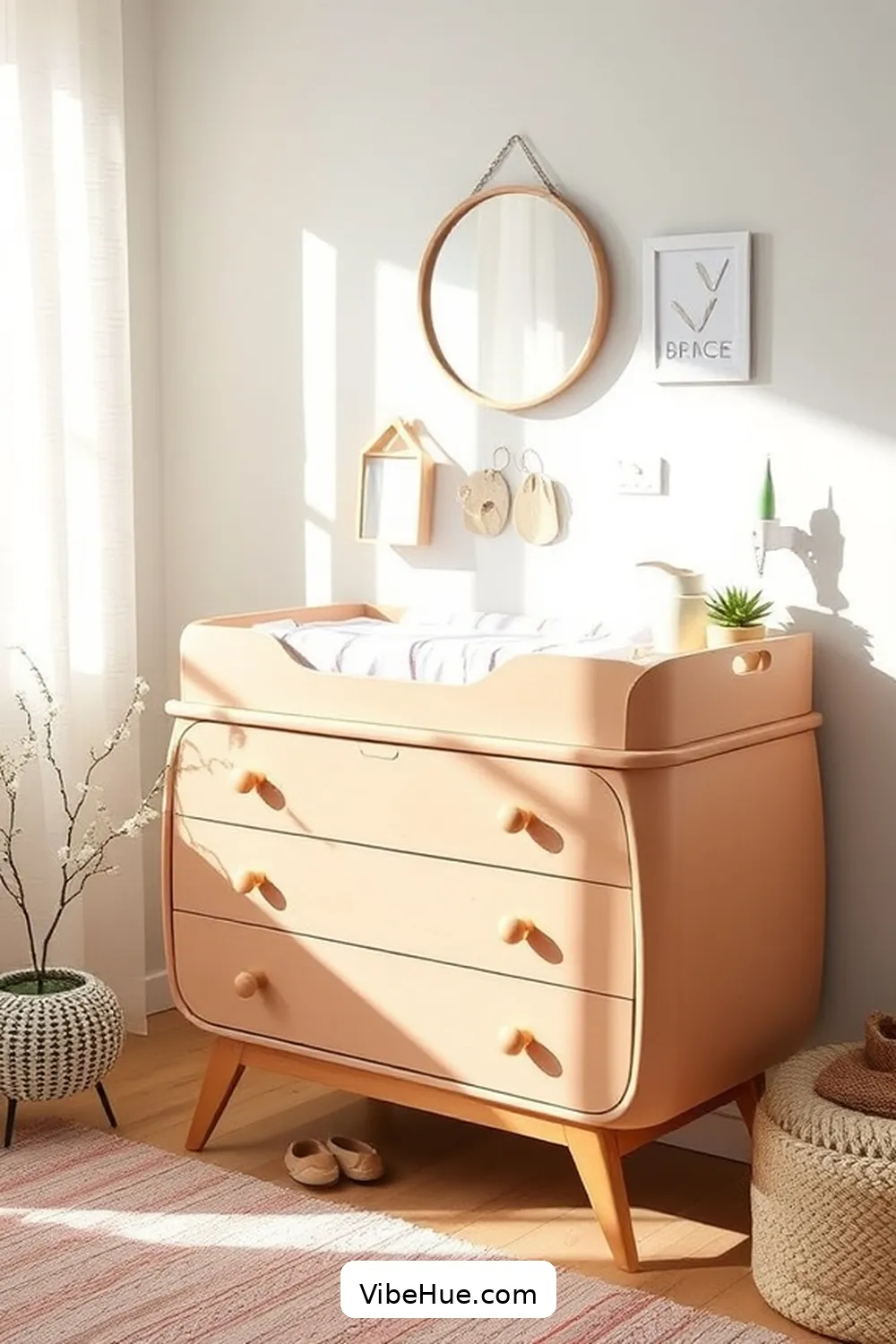 Incorporate a Modern Changing Table for 23 Ways to Create a Spring Nursery in Mid-Century Modern Style