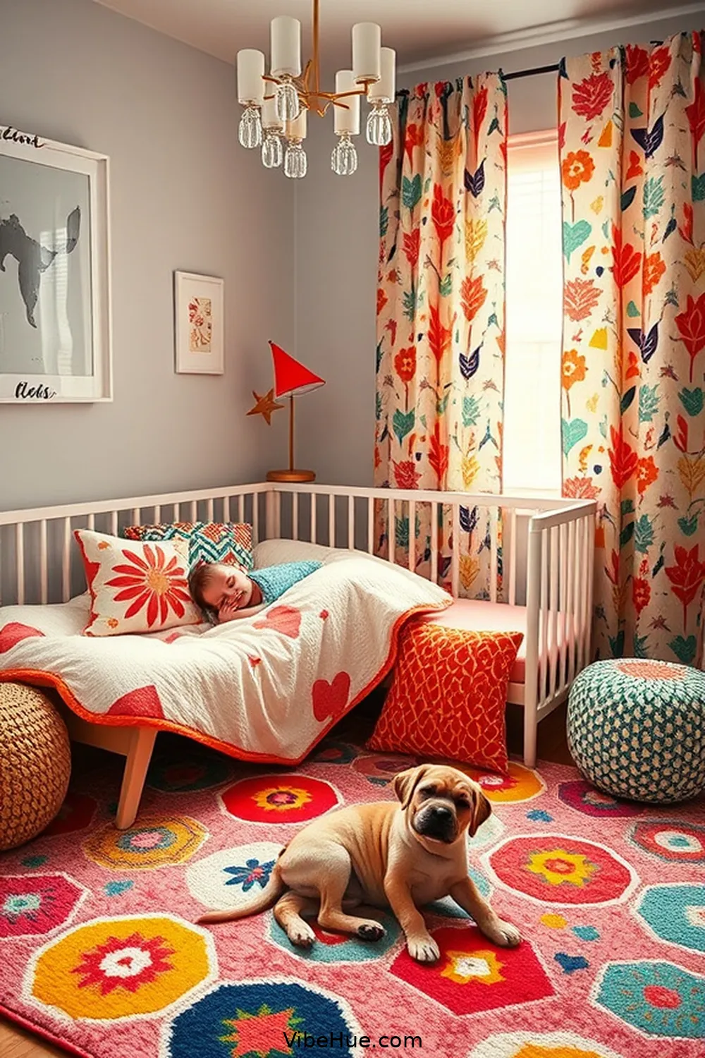 Use Playful Textiles for 23 Ways to Create a Spring Nursery in Mid-Century Modern Style