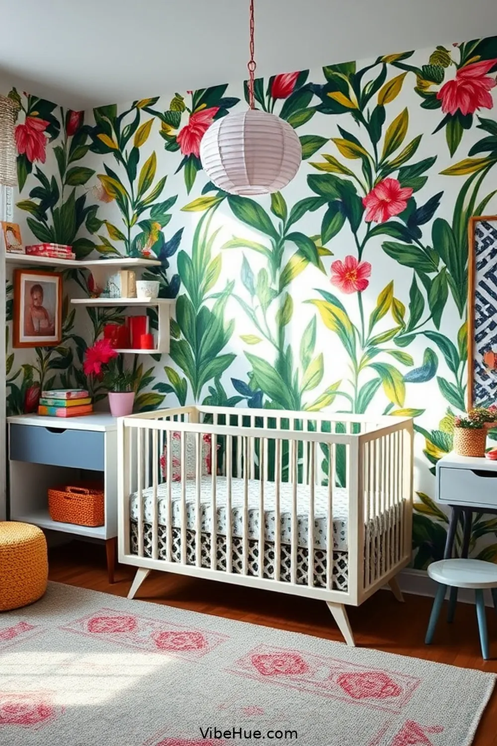 Use Removable Wallpaper for 23 Ways to Create a Spring Nursery in Mid-Century Modern Style