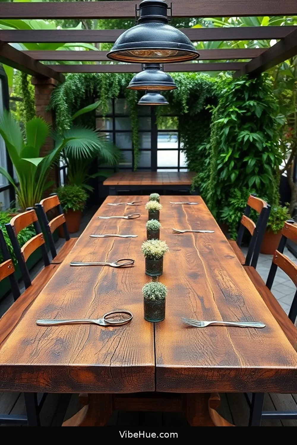24 Essential Elements for Year-Round Outdoor Industrial Style Patio 12 Robust Dining Table for 24 Essential Elements for Year-Round Outdoor Industrial Style Patio